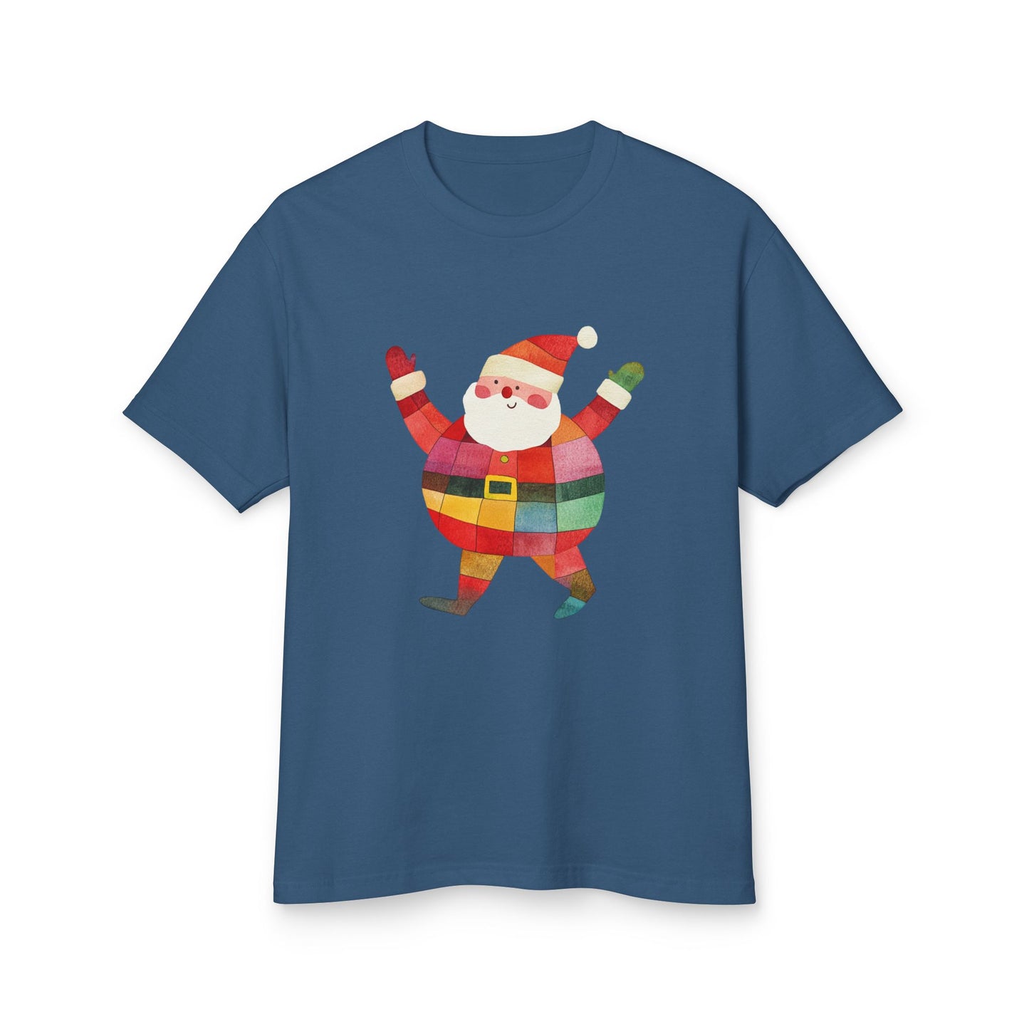 Cute Colorful Santa Unisex Heavyweight Cotton Tee | Unique Holiday Shirt for Men & Women