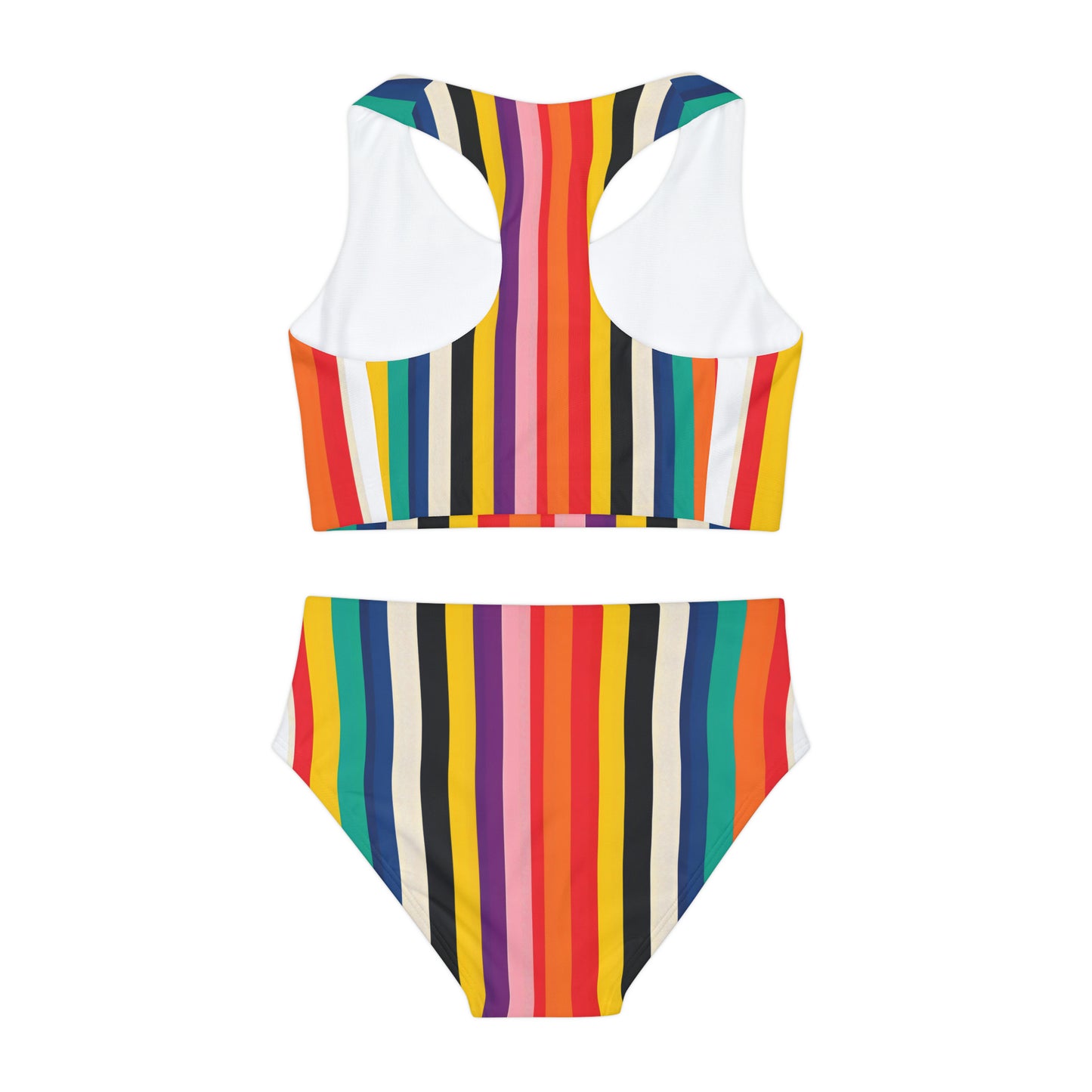 Girls Rainbow Two Piece Swimsuit - The Byron Colorful Swim Top and Bottom Set