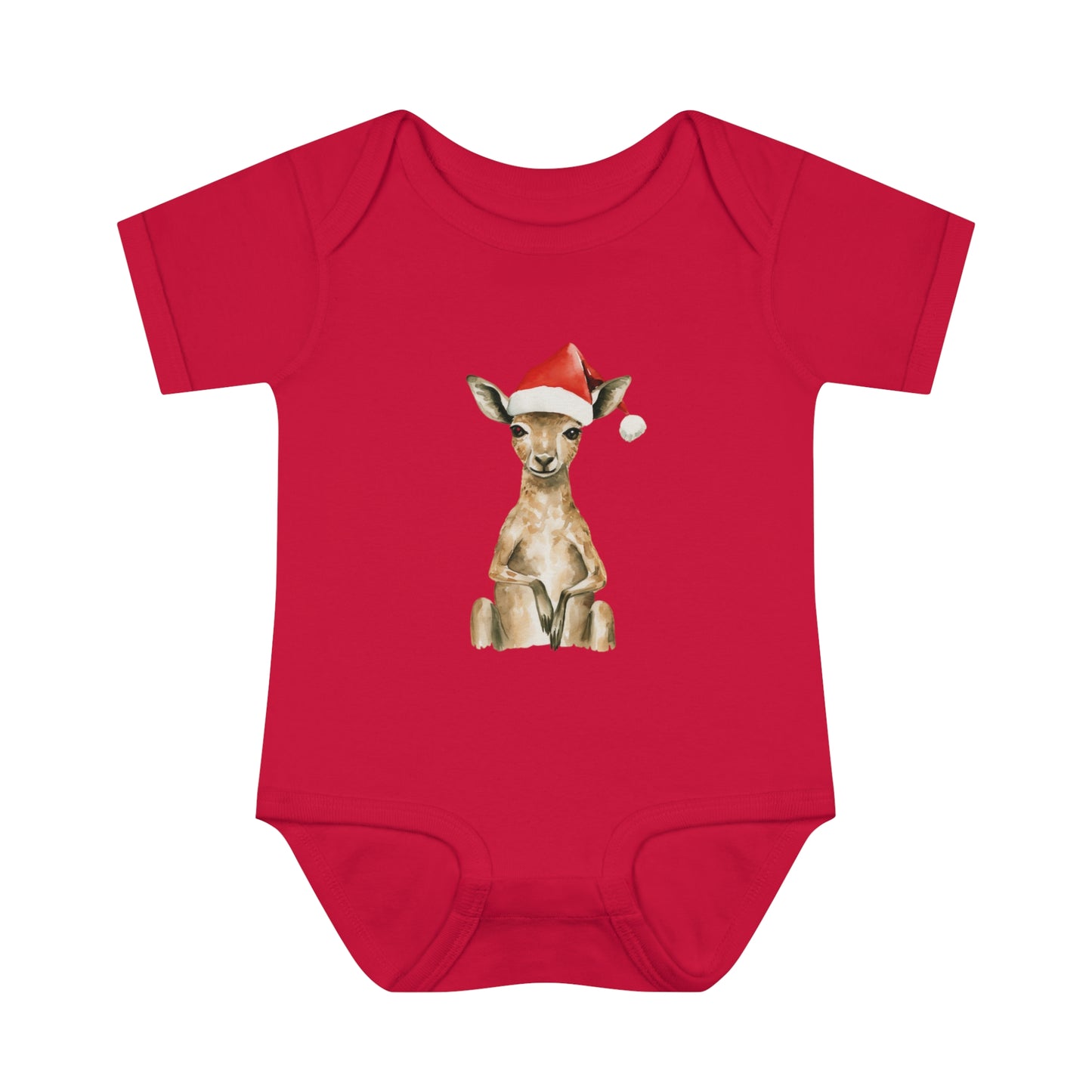 Cute Kangaroo Santa Infant Baby Rib Bodysuit