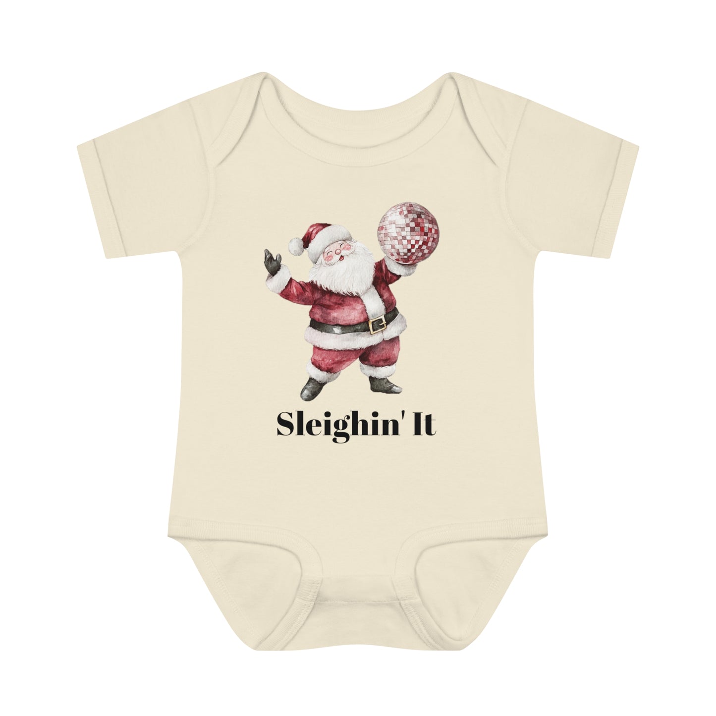 Sleighin' It Disco Santa Infant Baby Rib Bodysuit