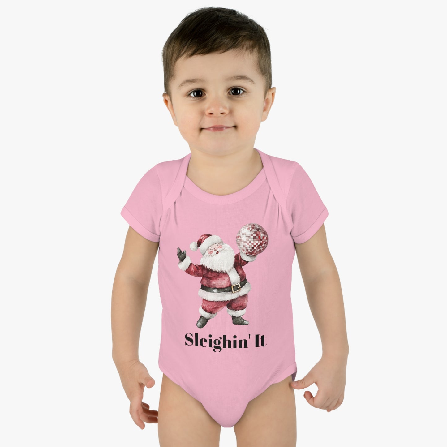 Sleighin' It Disco Santa Infant Baby Rib Bodysuit