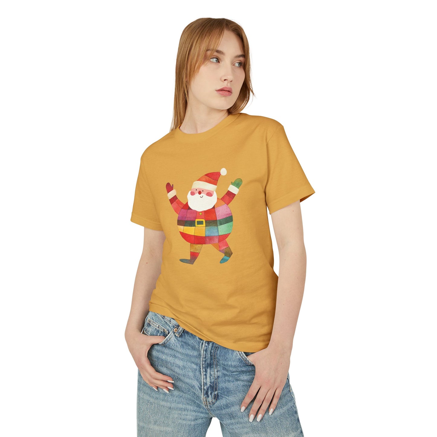 Cute Colorful Santa Unisex Heavyweight Cotton Tee | Unique Holiday Shirt for Men & Women