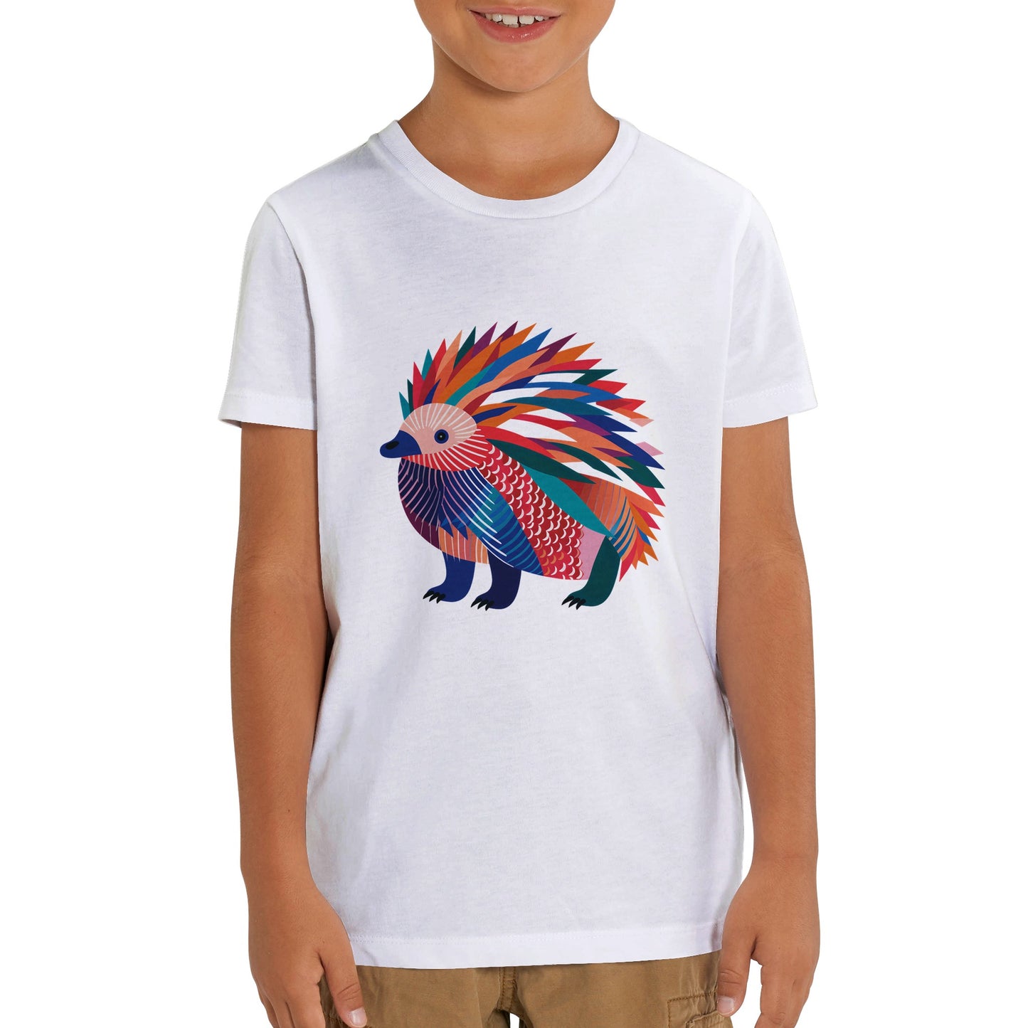 Organic Kids Crewneck T-shirt Echidna Pop | Unique Australian Wildlife Design