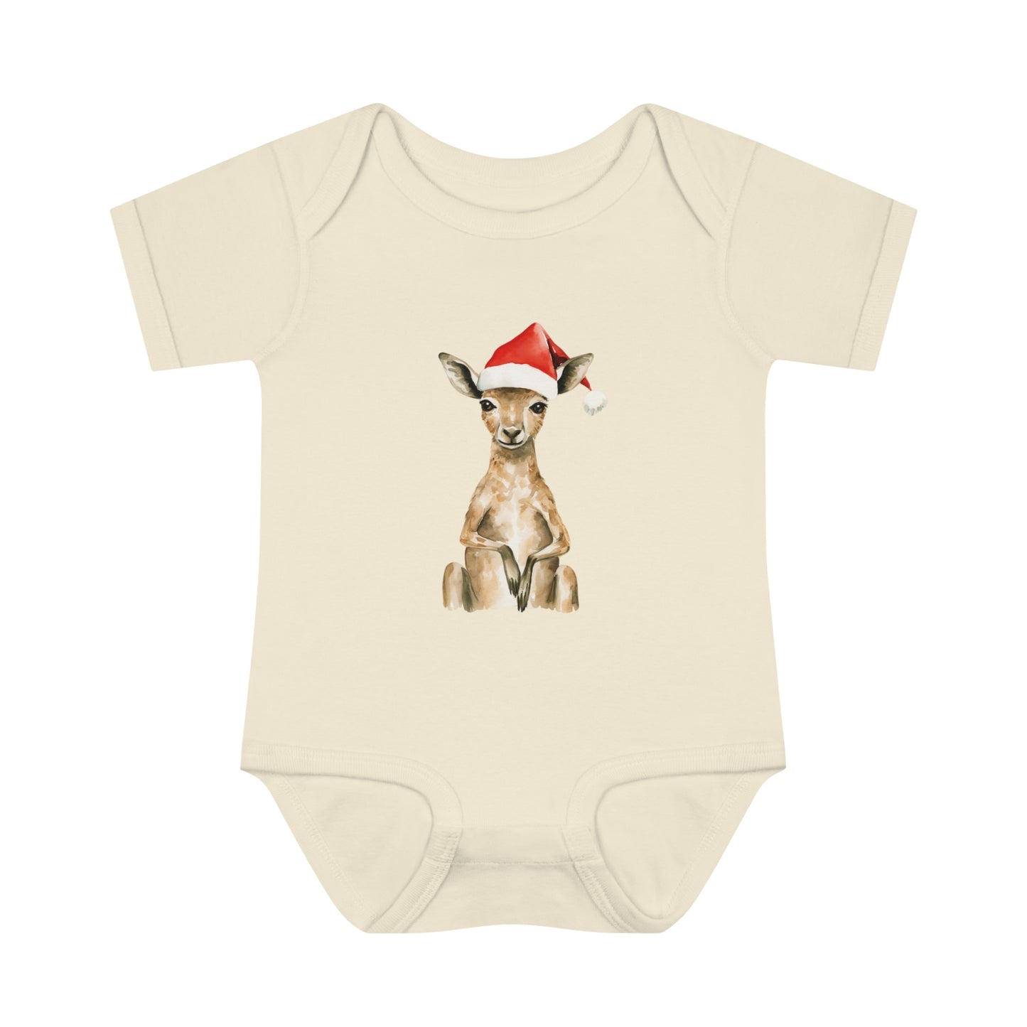 Cute Kangaroo Santa Infant Baby Rib Bodysuit