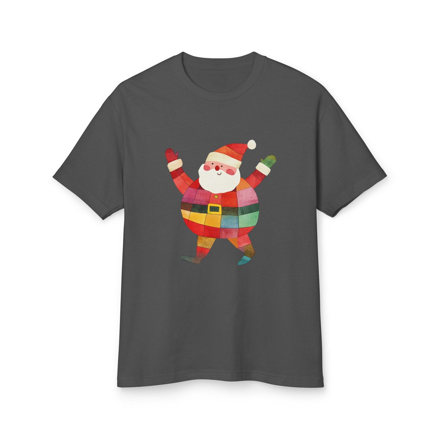 Cute Colorful Santa Unisex Heavyweight Cotton Tee | Unique Holiday Shirt for Men & Women