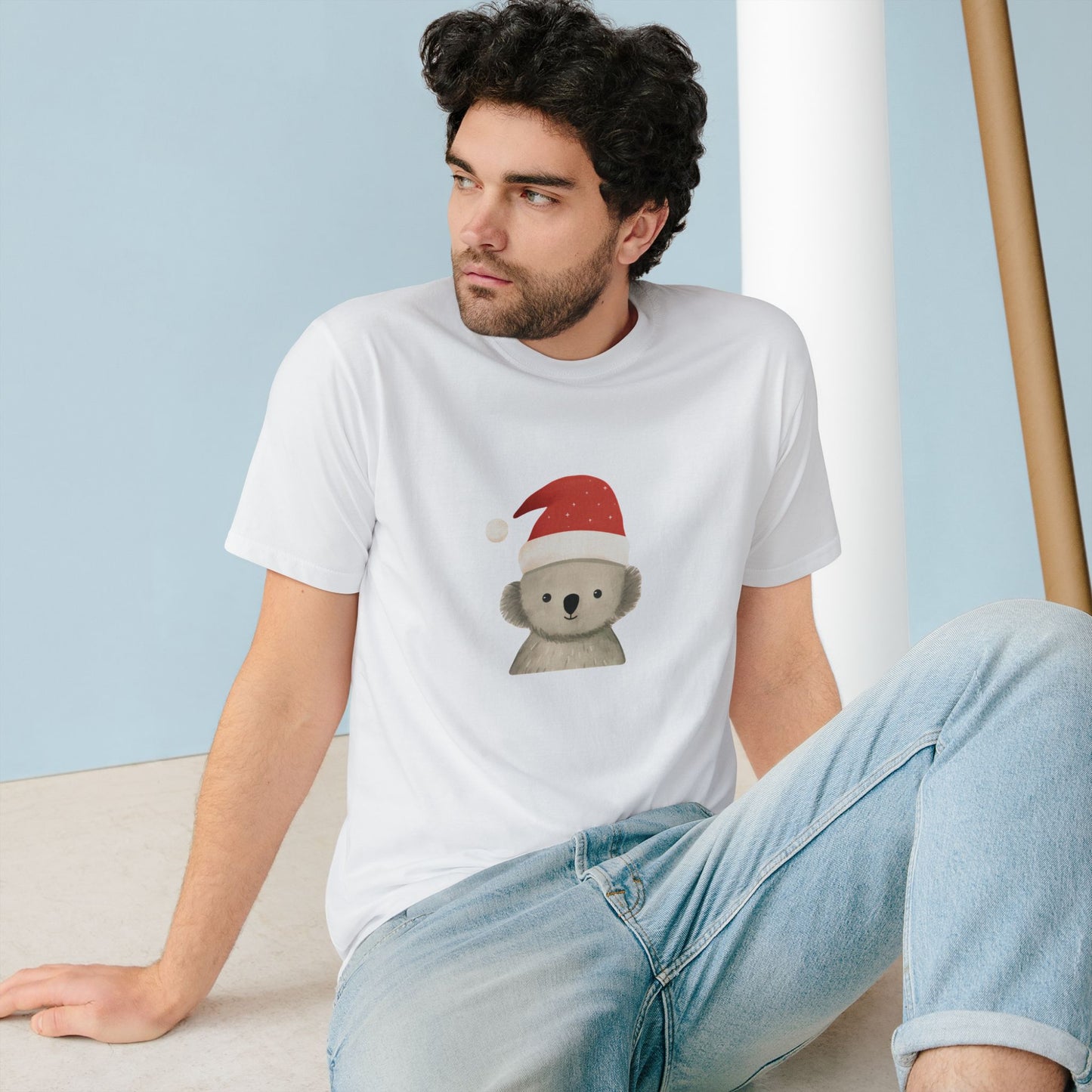 Cute Koala Santa Christmas Organic Staple T-shirt by K is for Koala - Australia Only