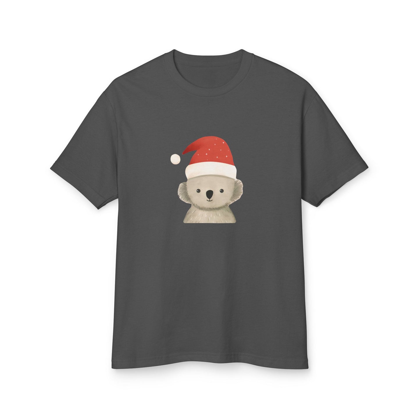 Cute Koala Santa Unisex Heavyweight Cotton Tee - Minimalist Australian Holiday Shirt