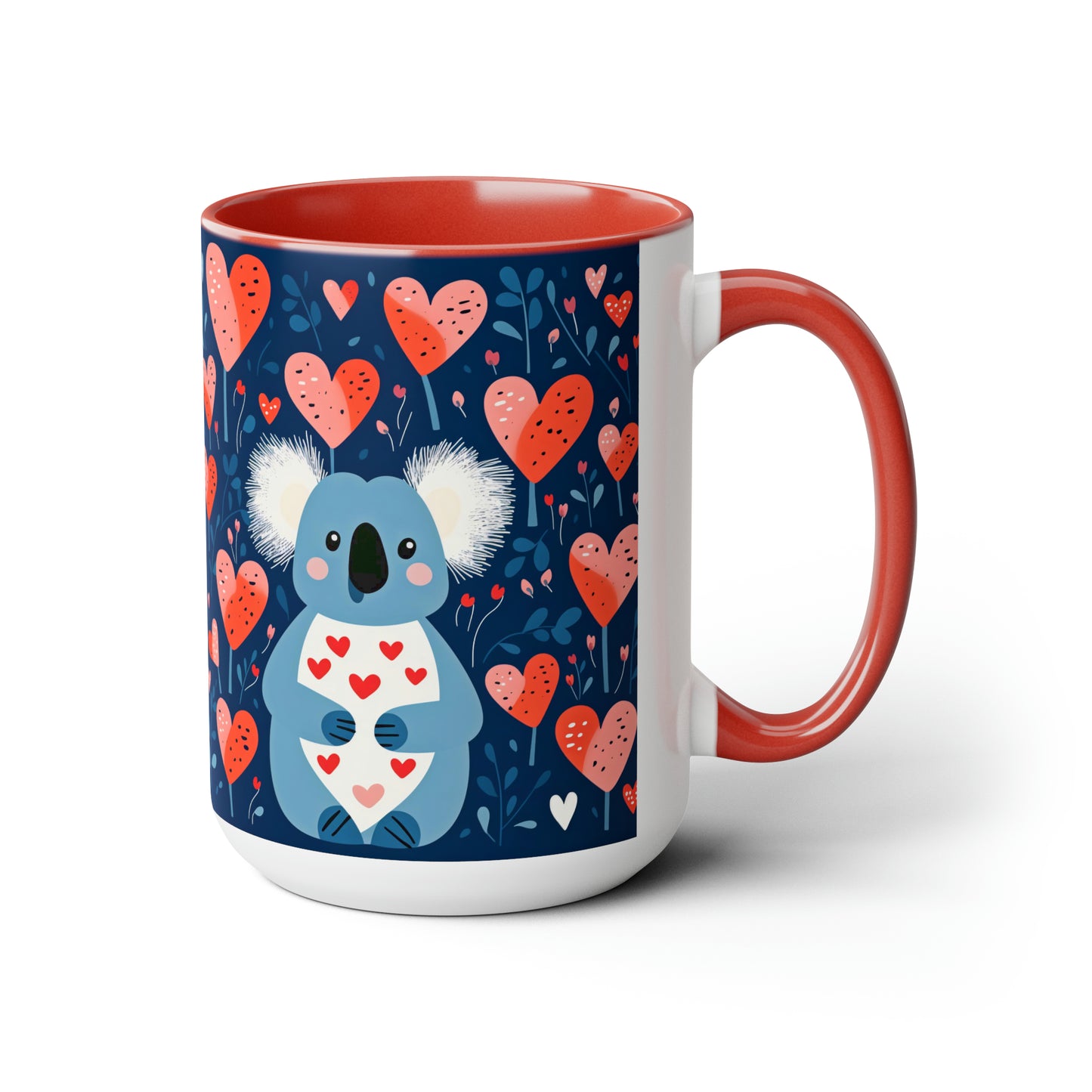 Valentine's Day Koala-Ty Hugs Two-Tone Coffee Mugs, 15oz