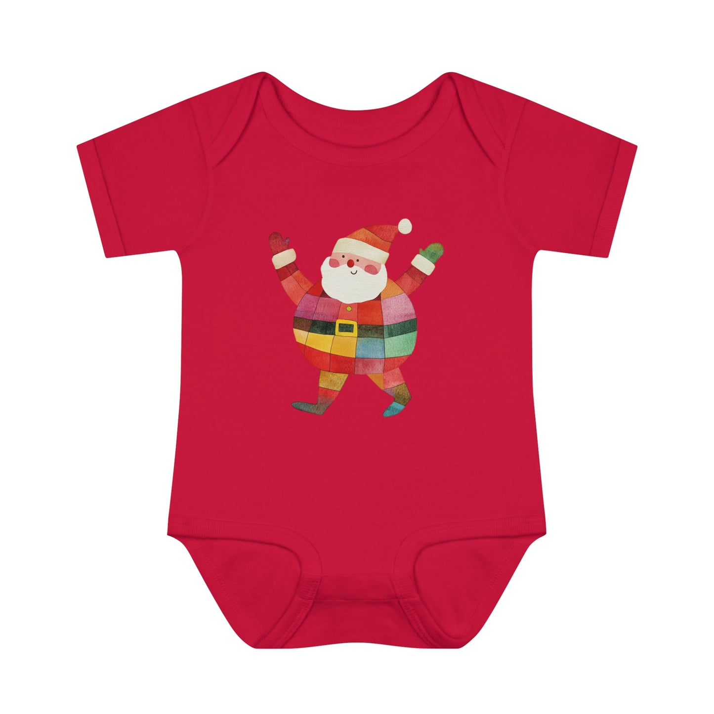 Cute Colorful Santa Infant Baby Rib Bodysuit