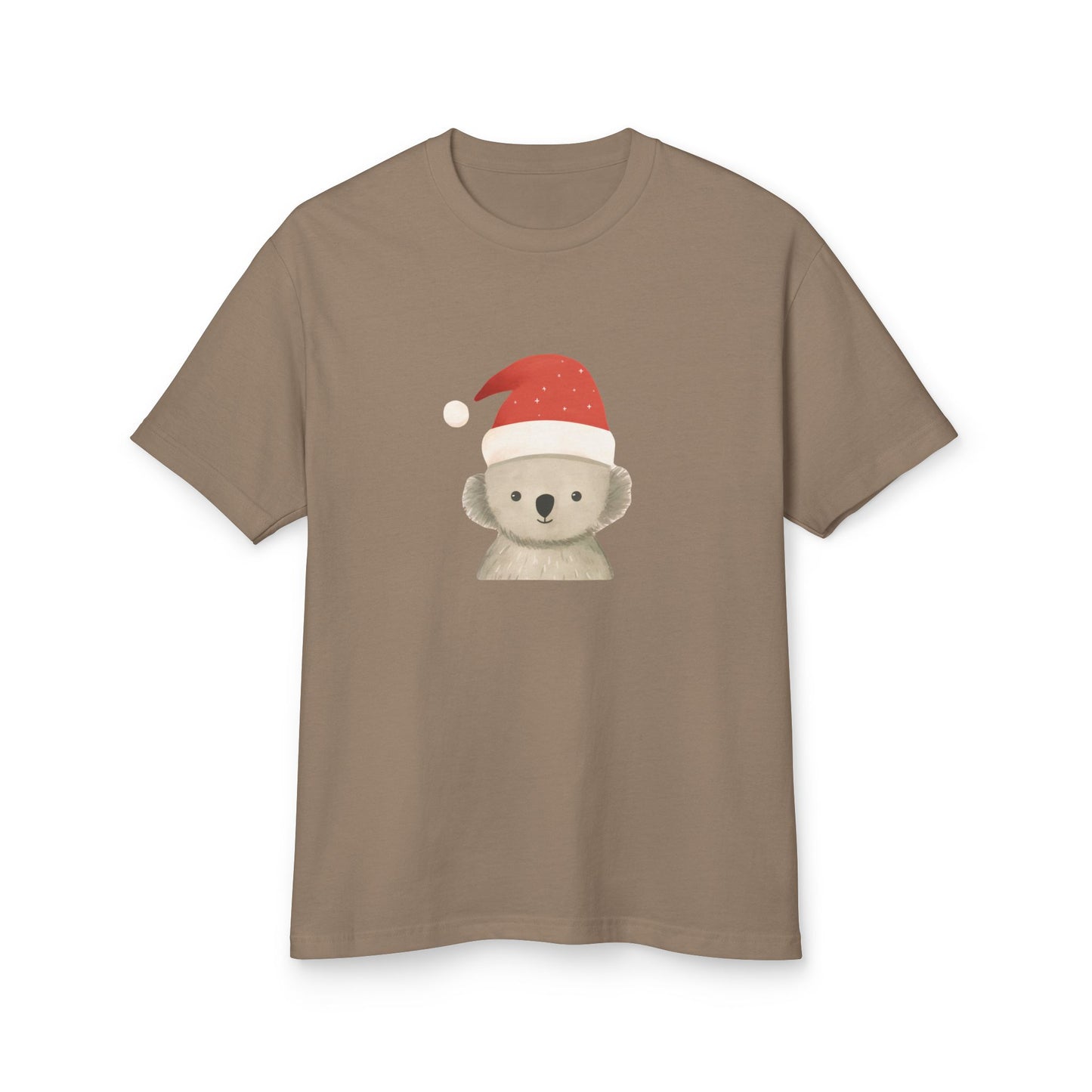 Cute Koala Santa Unisex Heavyweight Cotton Tee - Minimalist Australian Holiday Shirt