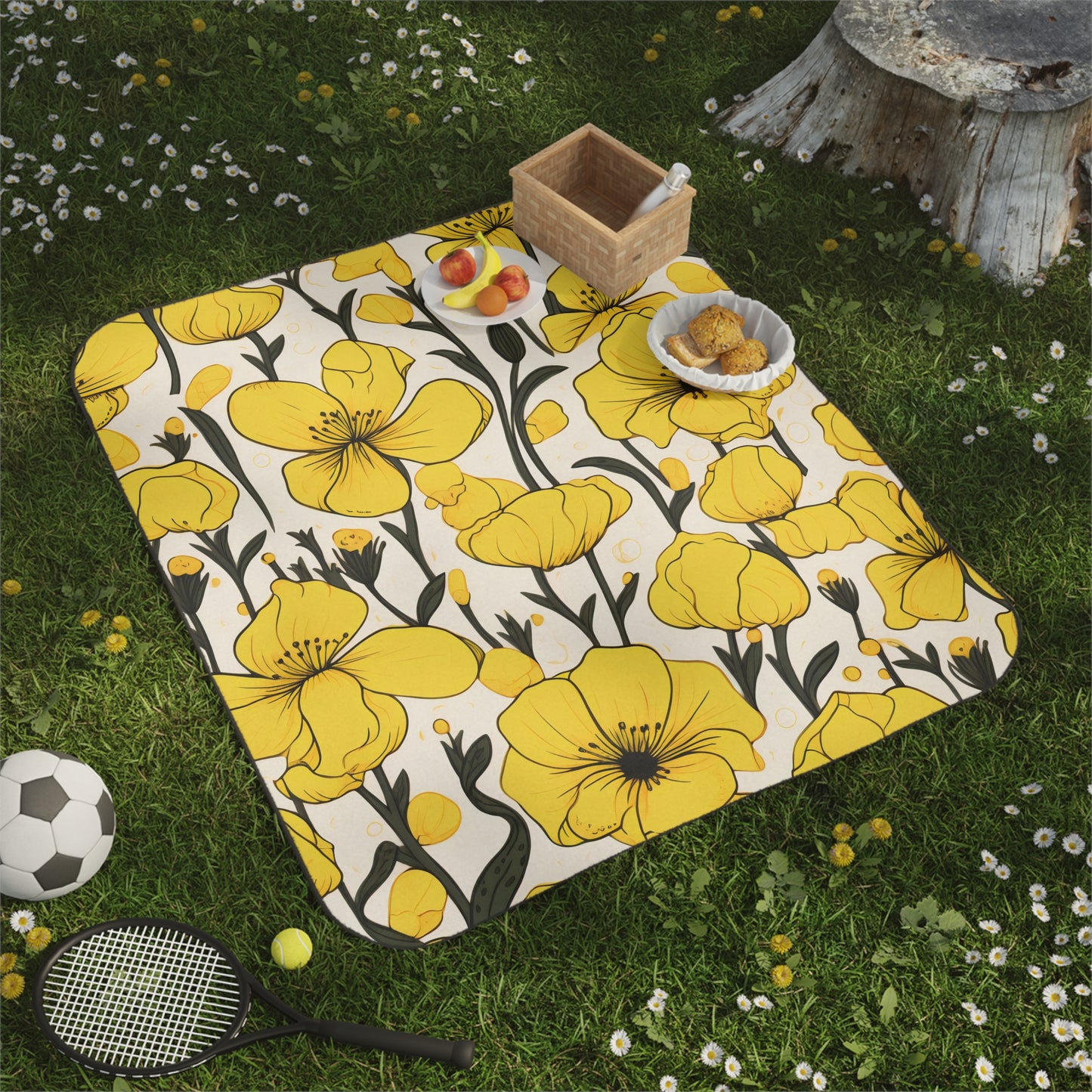 Picnic Blanket Floral Yellow Bells | Waterproof Outdoor Blanket