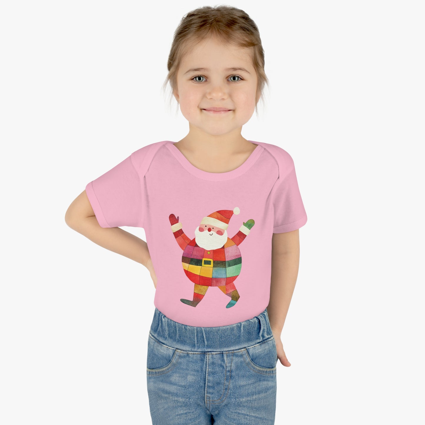 Cute Colorful Santa Infant Baby Rib Bodysuit