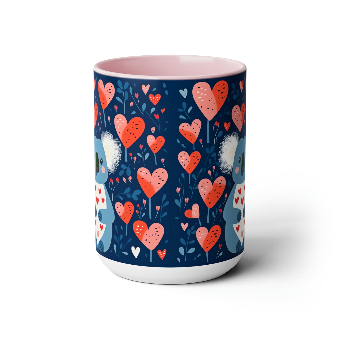 Valentine's Day Koala-Ty Hugs Two-Tone Coffee Mugs, 15oz