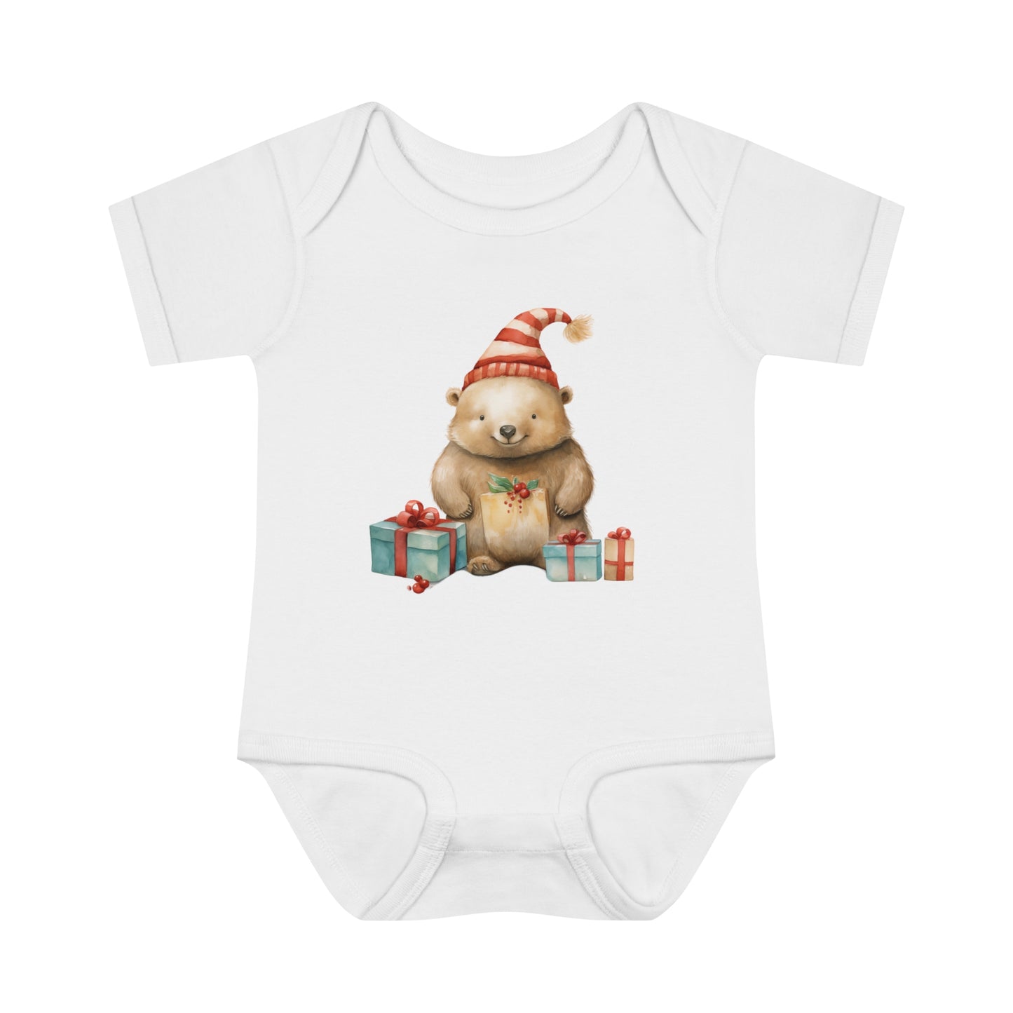 Cute Wombat Christmas Infant Baby Rib Bodysuit