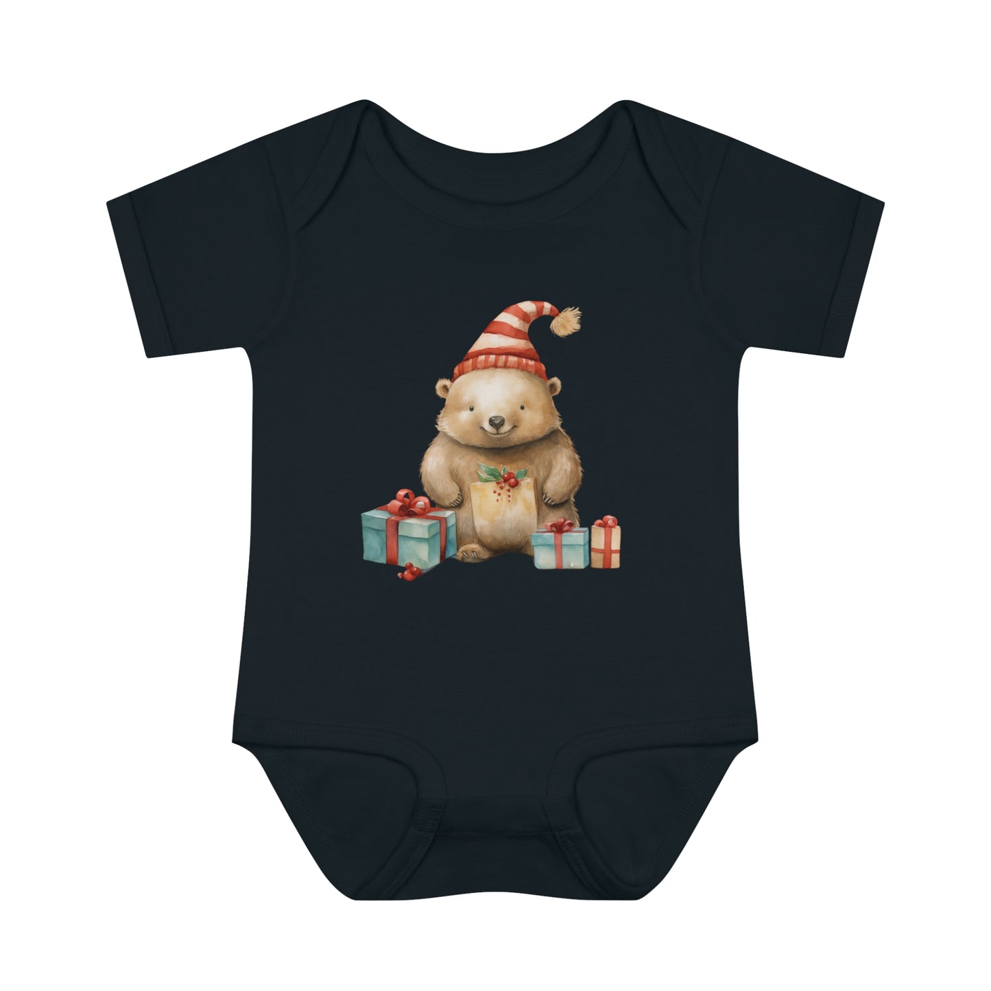 Cute Wombat Christmas Infant Baby Rib Bodysuit