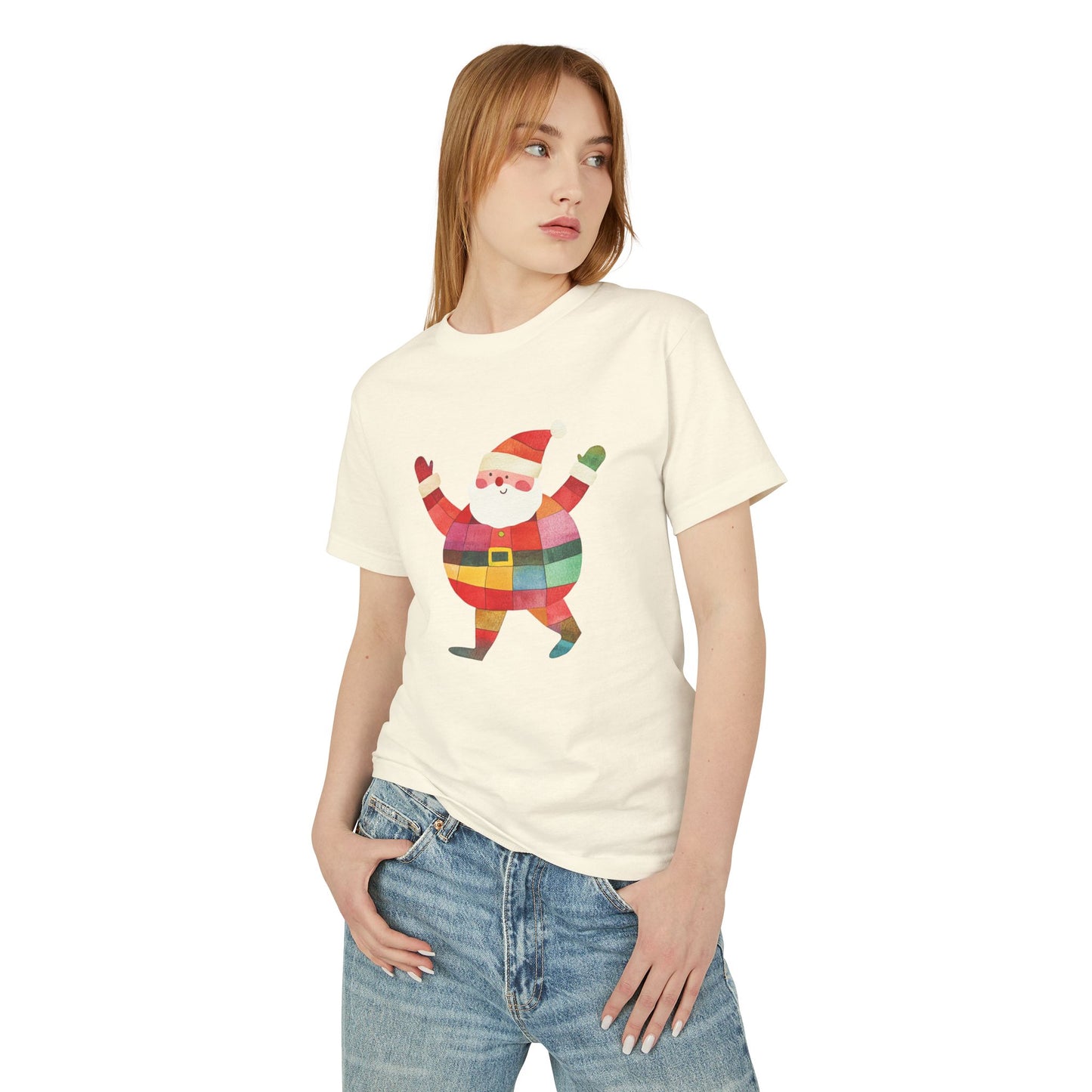 Cute Colorful Santa Unisex Heavyweight Cotton Tee | Unique Holiday Shirt for Men & Women