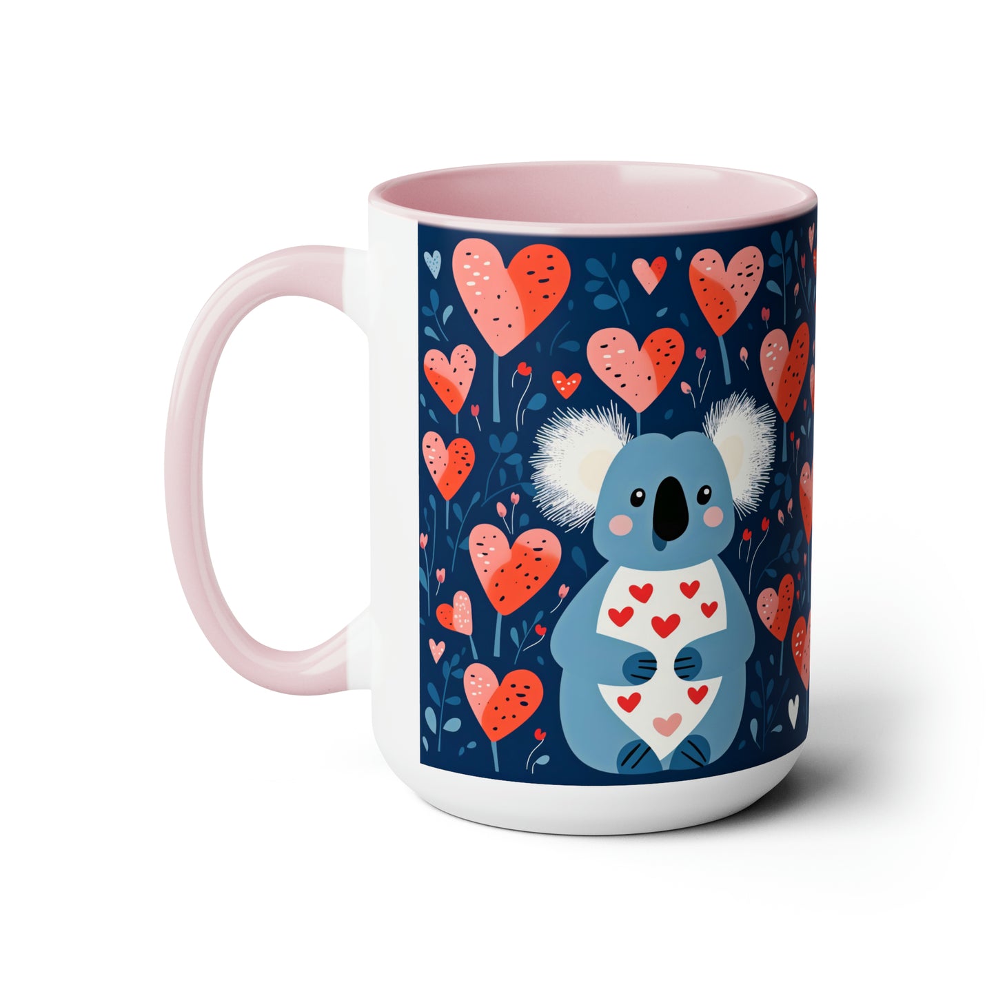 Valentine's Day Koala-Ty Hugs Two-Tone Coffee Mugs, 15oz