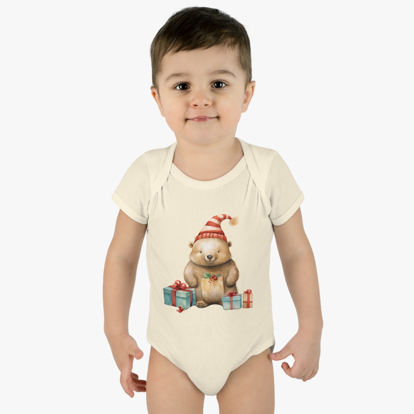 Cute Wombat Christmas Infant Baby Rib Bodysuit