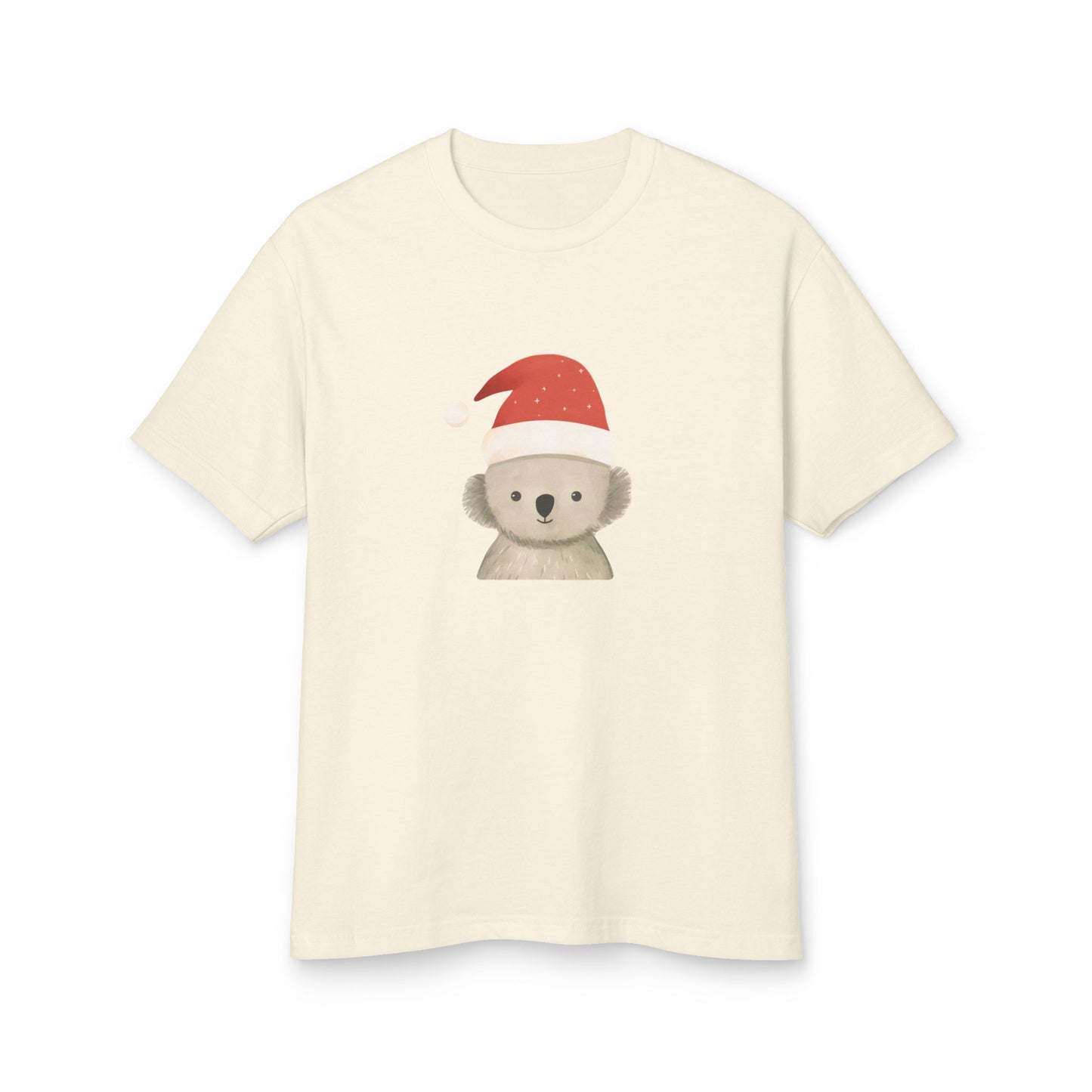 Cute Koala Santa Unisex Heavyweight Cotton Tee - Minimalist Australian Holiday Shirt