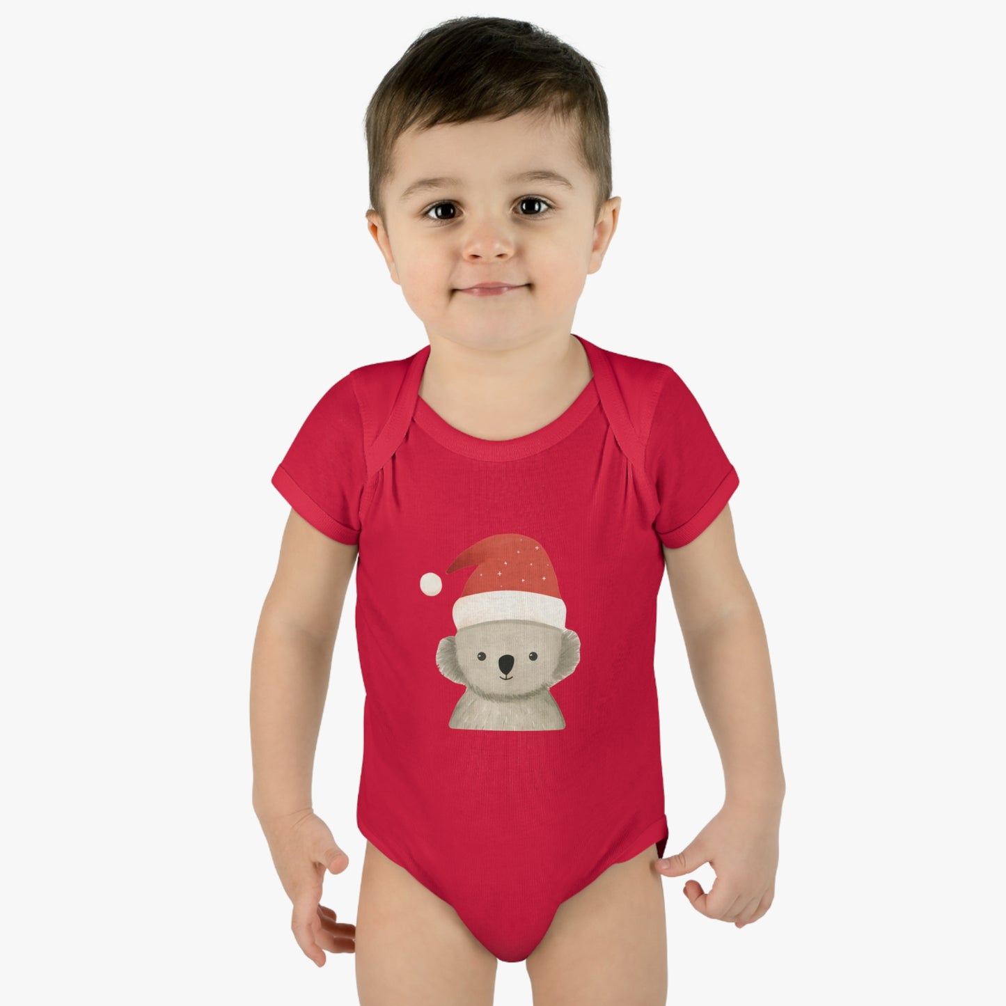 Cute Koala Santa Infant Baby Rib Bodysuit