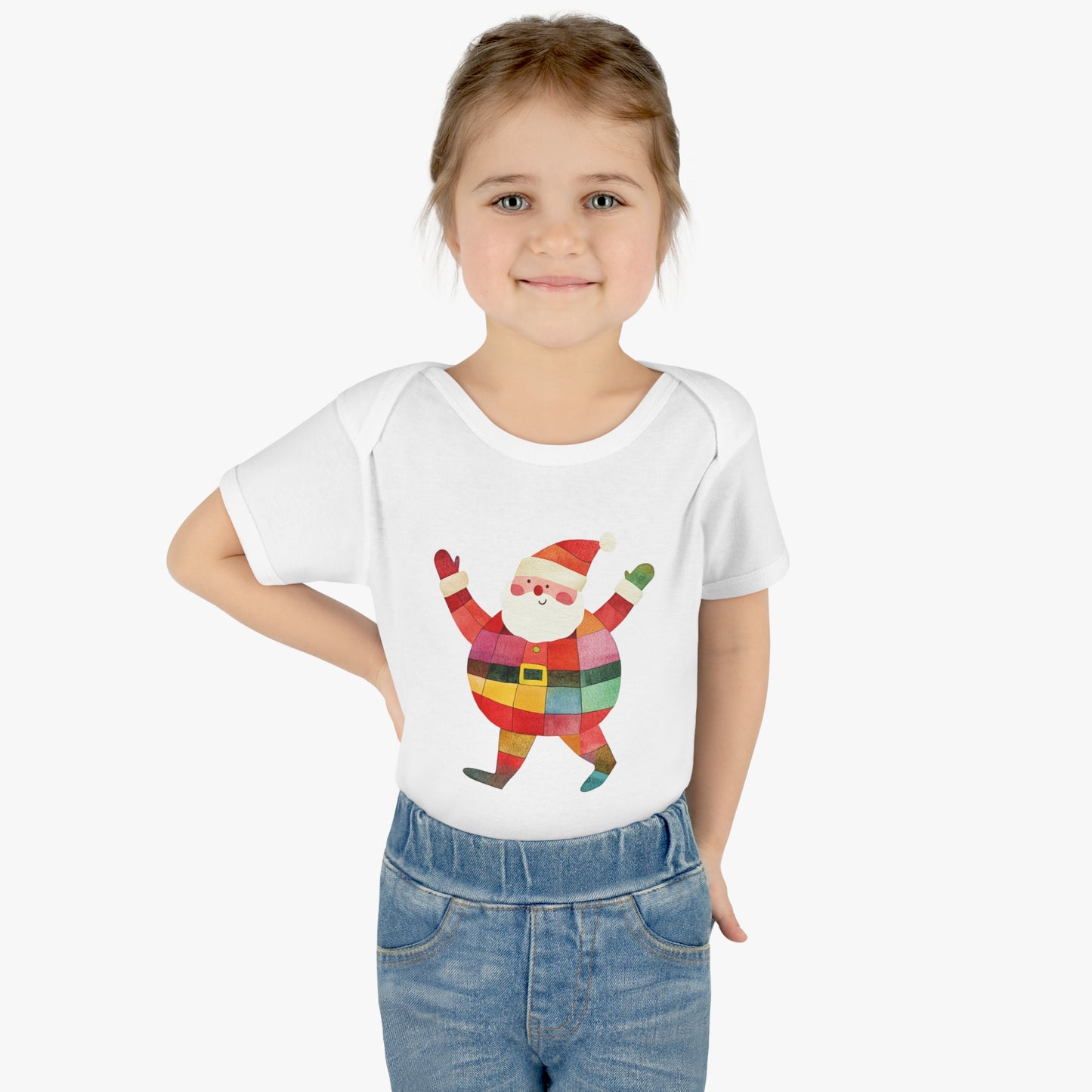 Cute Colorful Santa Infant Baby Rib Bodysuit