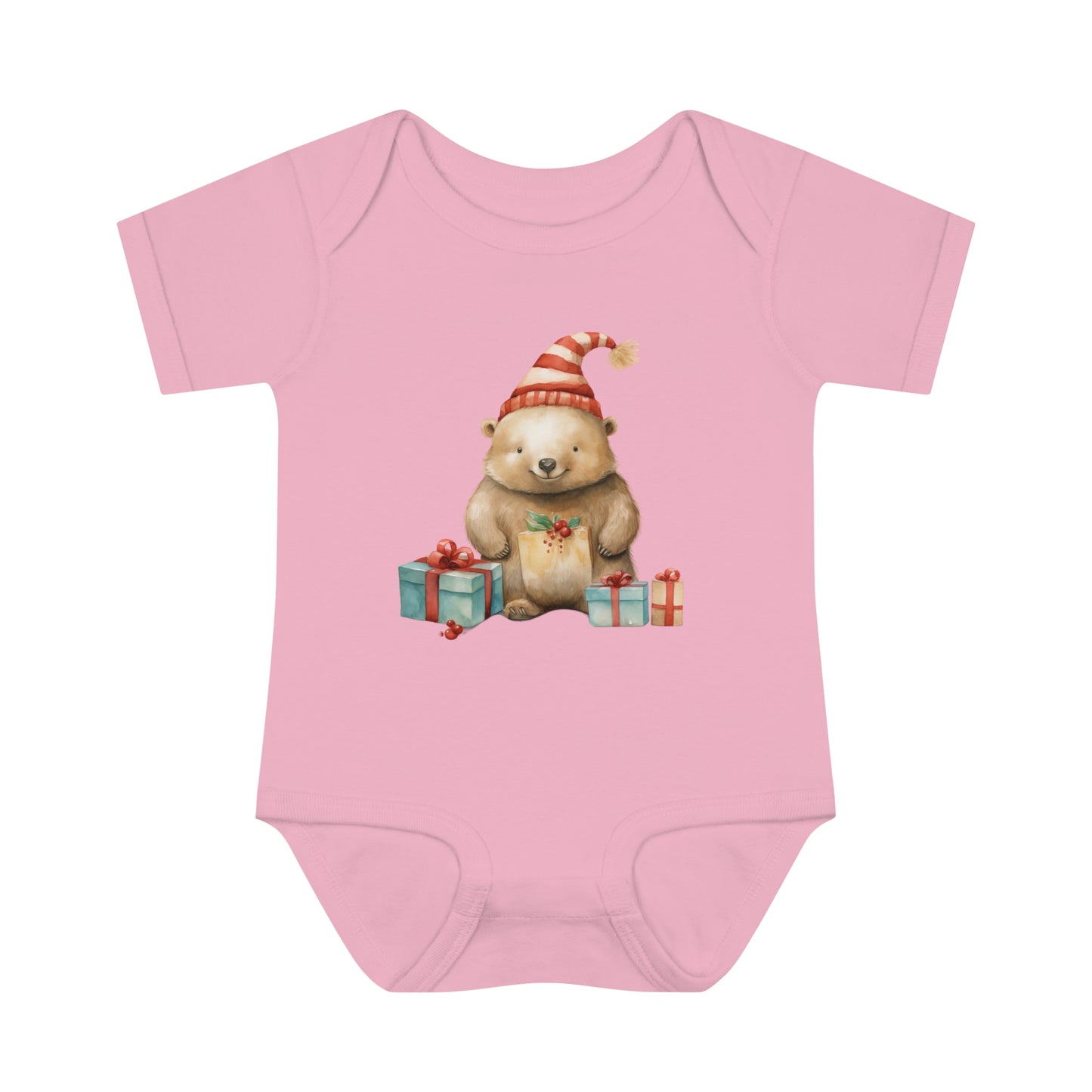 Cute Wombat Christmas Infant Baby Rib Bodysuit