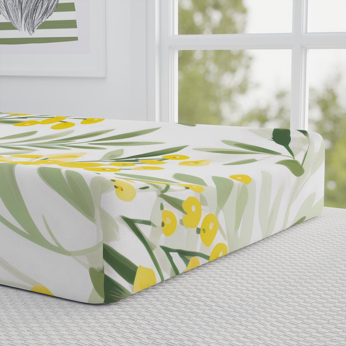 Baby Changing Pad Cover Classic Wattle Print | Soft Cotton Nursery Essential