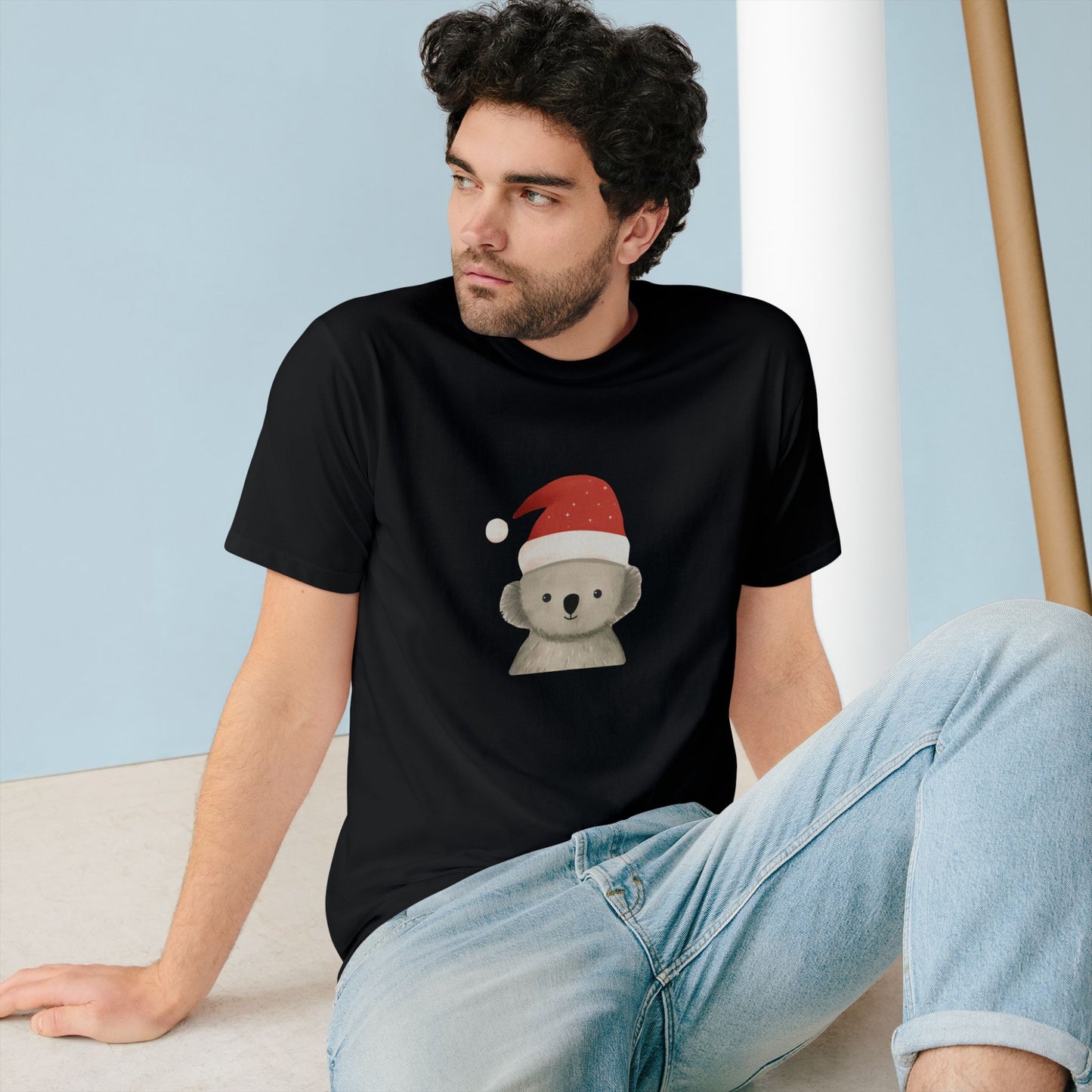 Cute Koala Santa Christmas Organic Staple T-shirt by K is for Koala - Australia Only