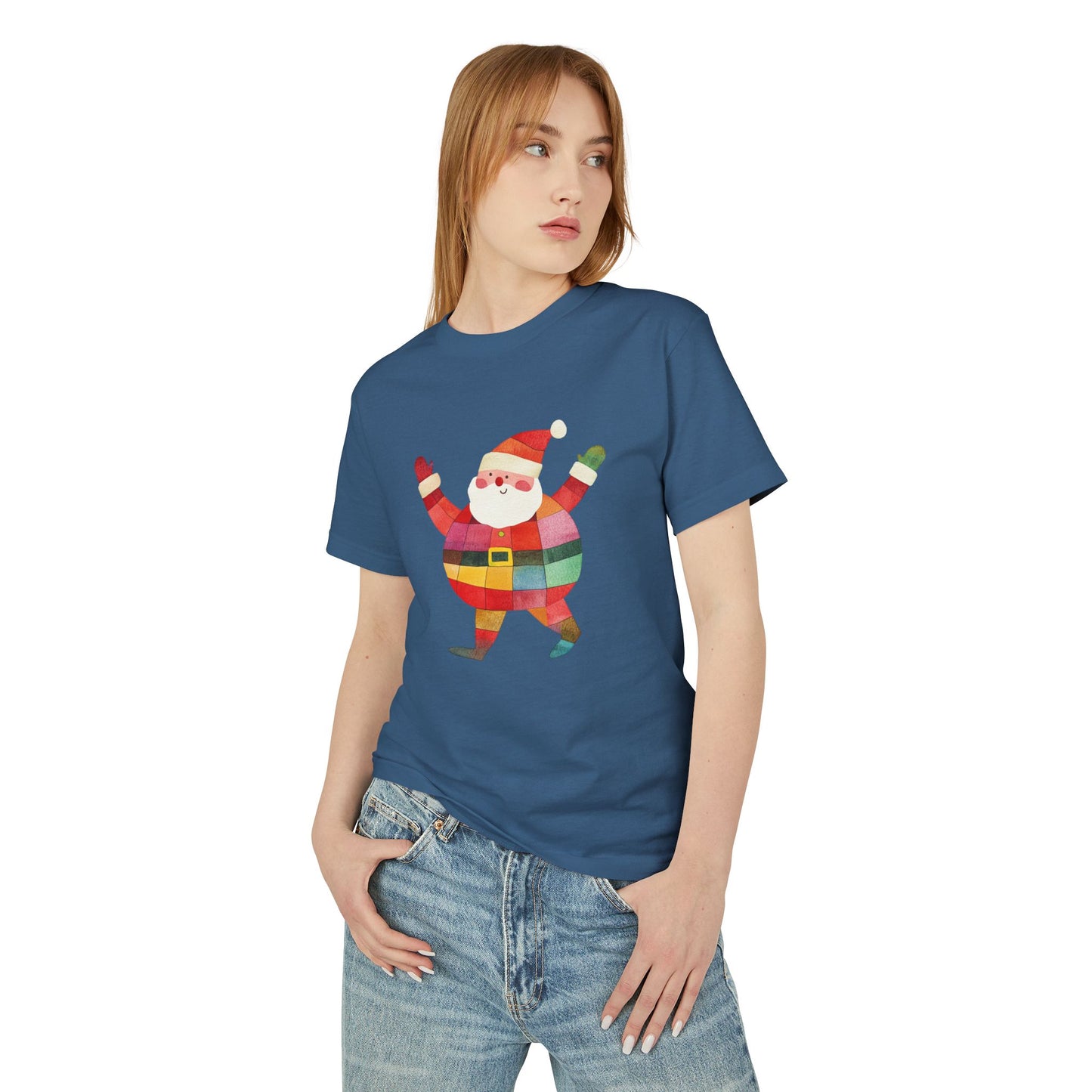 Cute Colorful Santa Unisex Heavyweight Cotton Tee | Unique Holiday Shirt for Men & Women