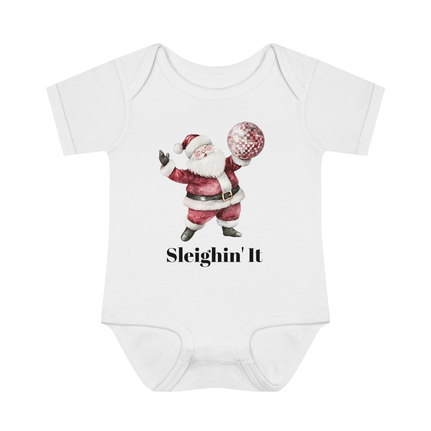 Sleighin' It Disco Santa Infant Baby Rib Bodysuit