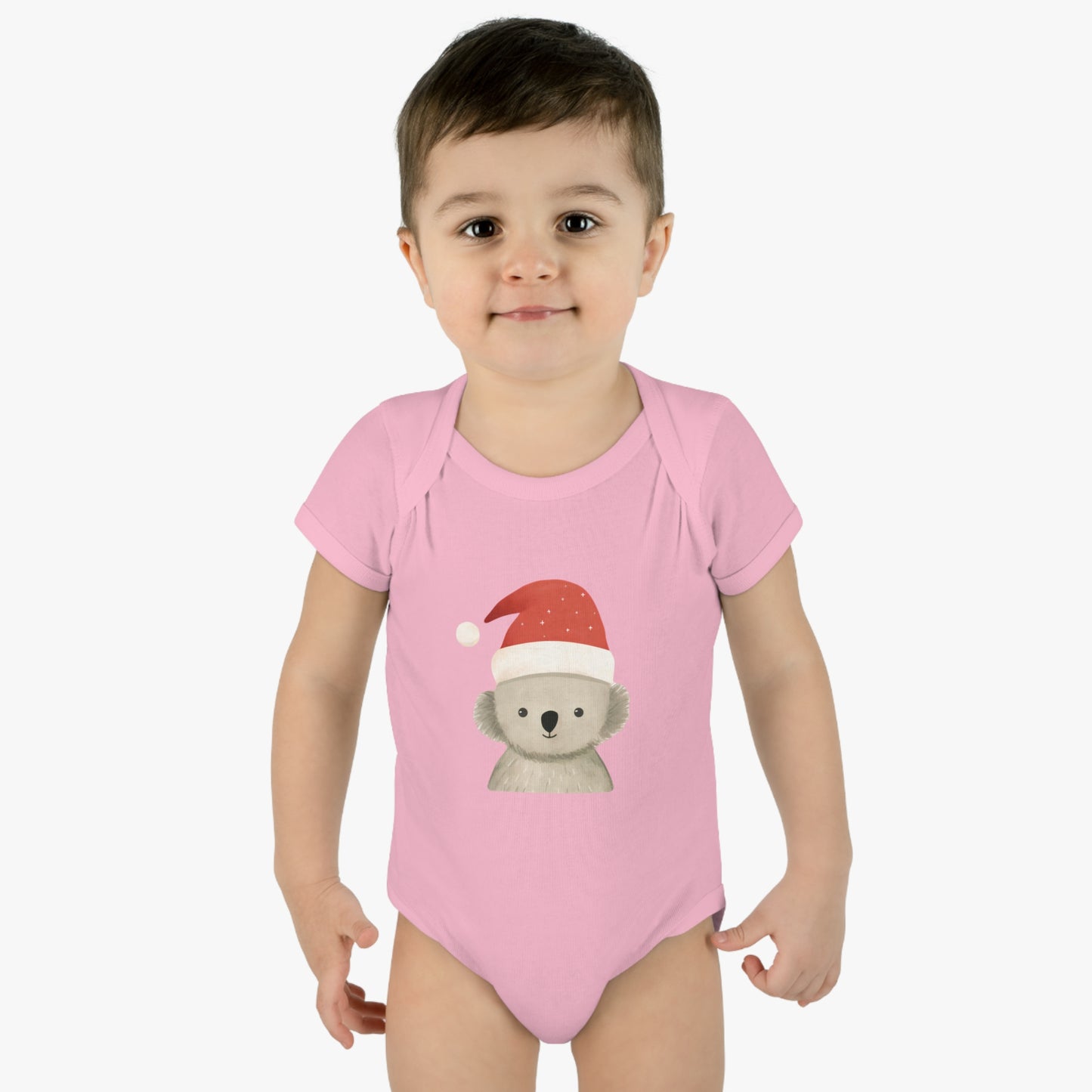 Cute Koala Santa Infant Baby Rib Bodysuit