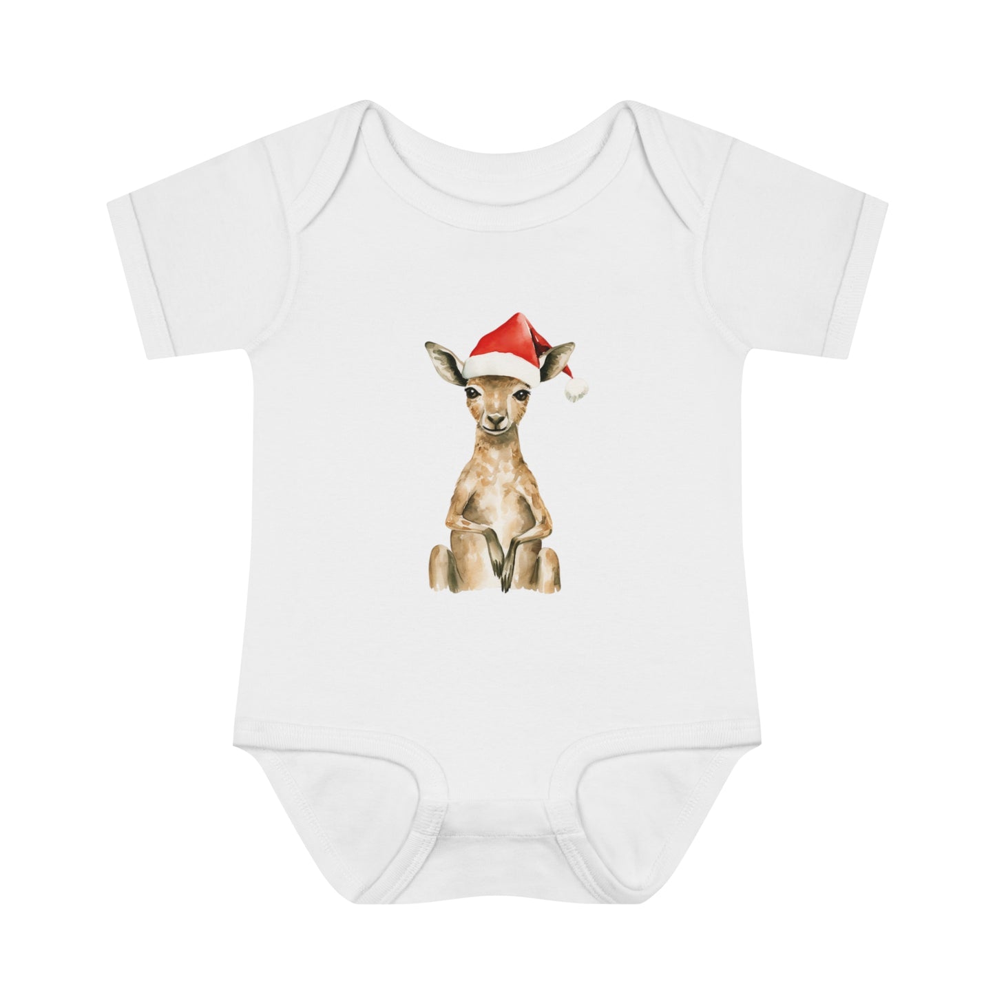 Cute Kangaroo Santa Infant Baby Rib Bodysuit