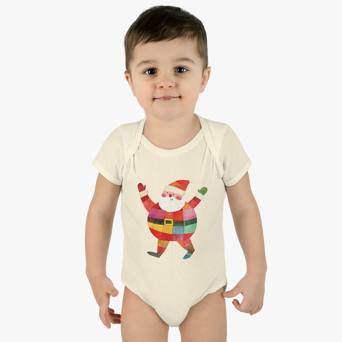 Cute Colorful Santa Infant Baby Rib Bodysuit