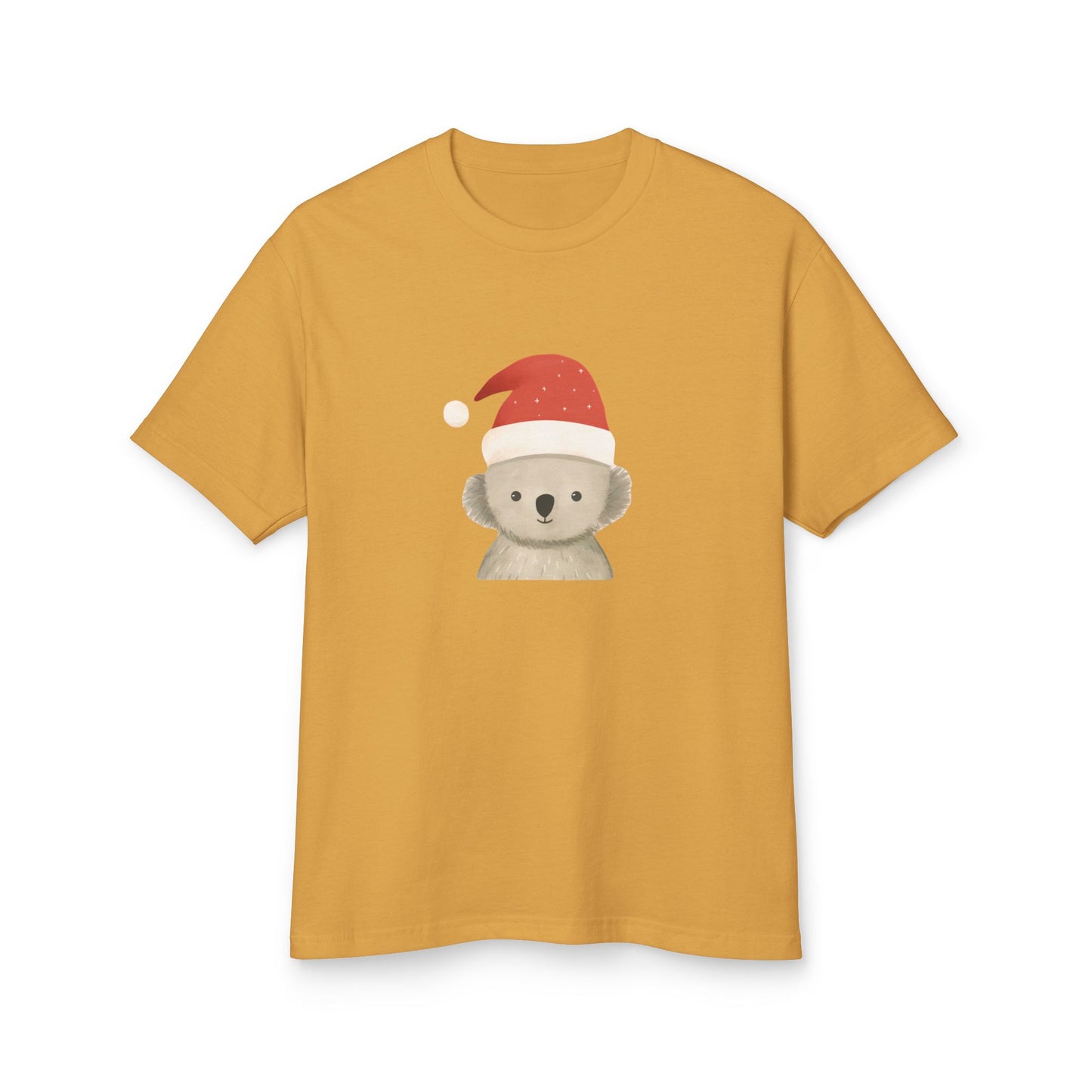 Cute Koala Santa Unisex Heavyweight Cotton Tee - Minimalist Australian Holiday Shirt