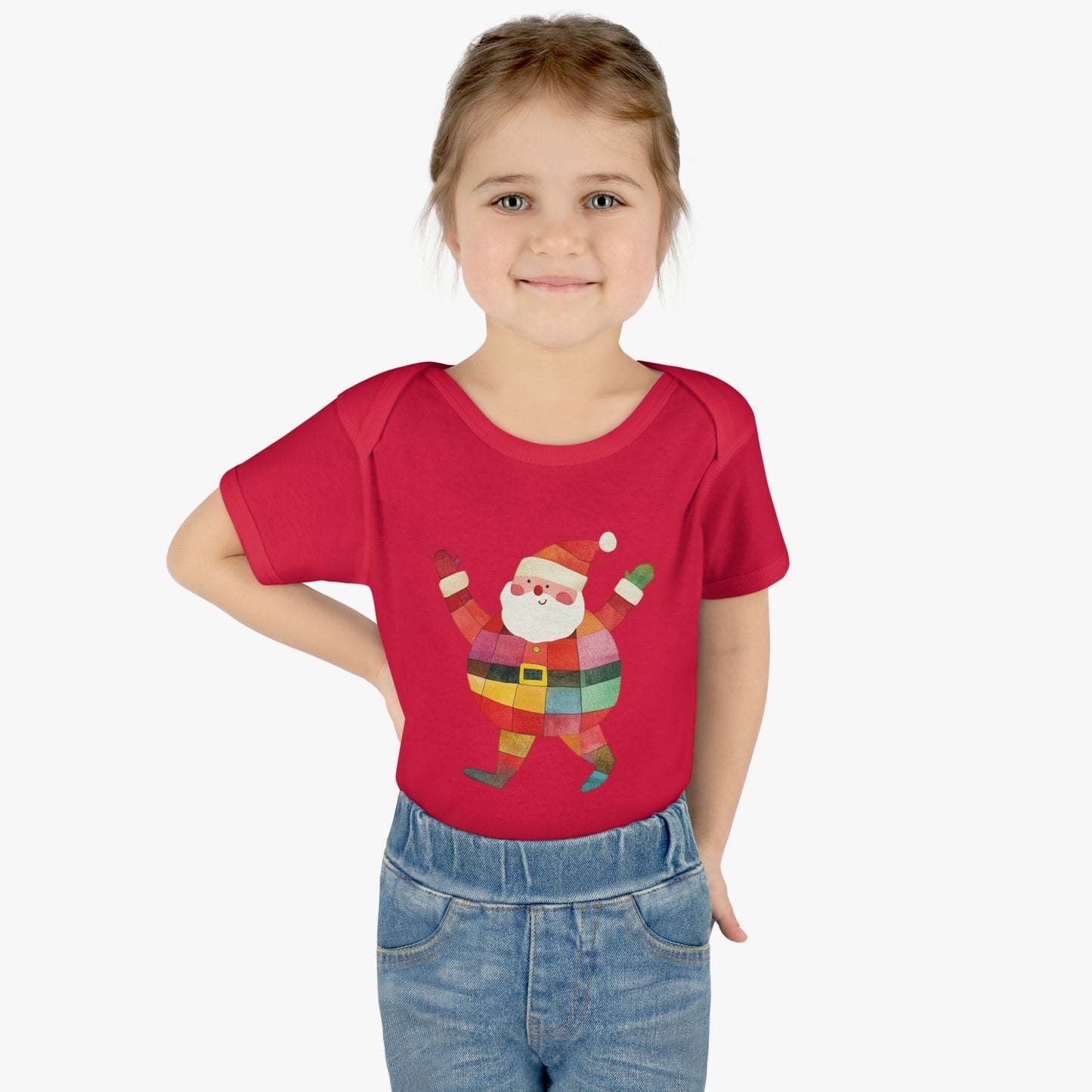 Cute Colorful Santa Infant Baby Rib Bodysuit