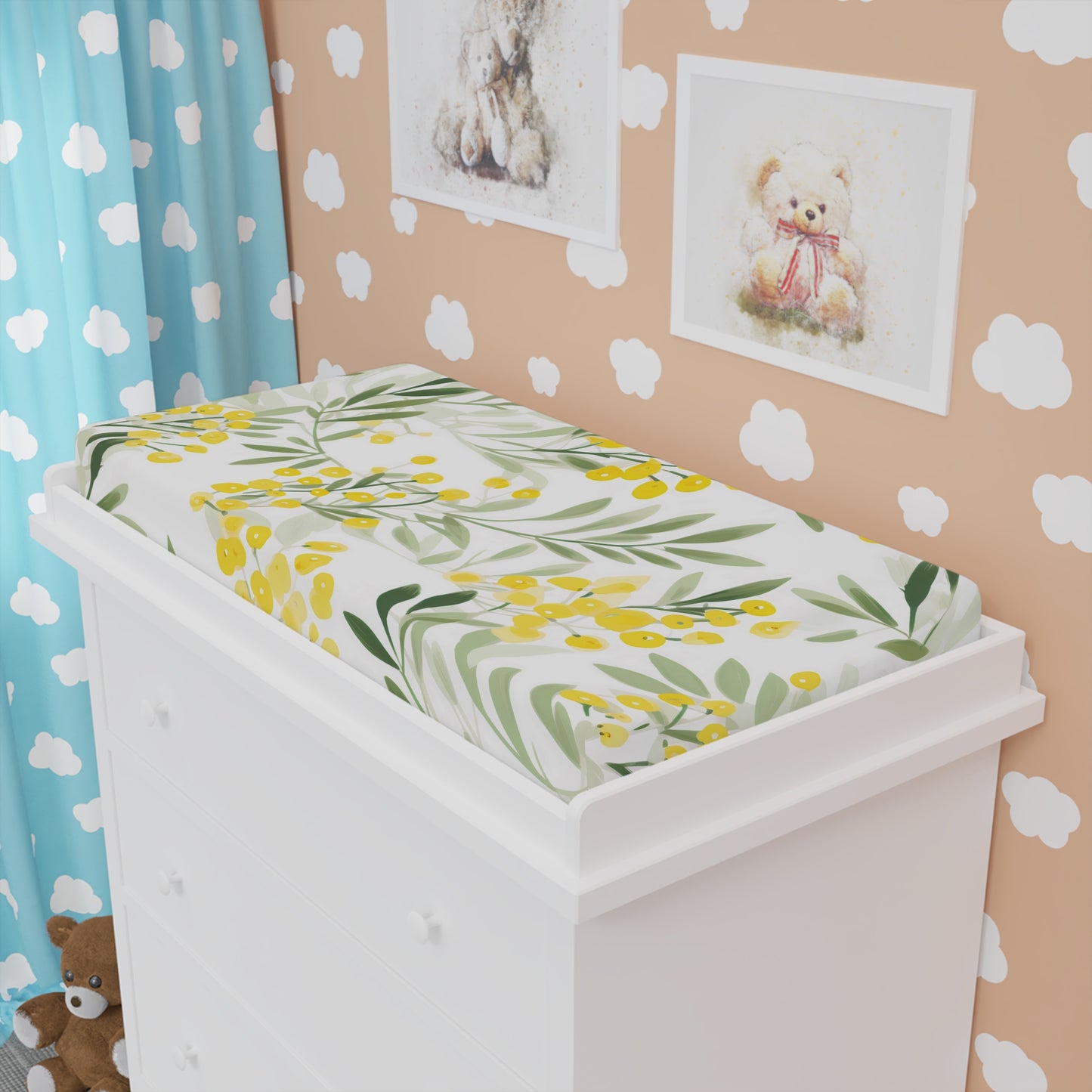 Baby Changing Pad Cover Classic Wattle Print | Soft Cotton Nursery Essential