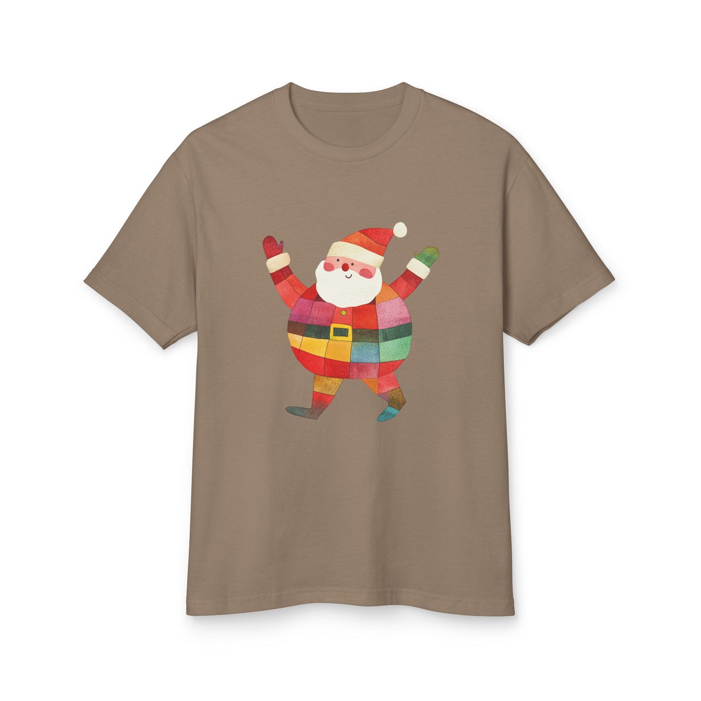 Cute Colorful Santa Unisex Heavyweight Cotton Tee | Unique Holiday Shirt for Men & Women