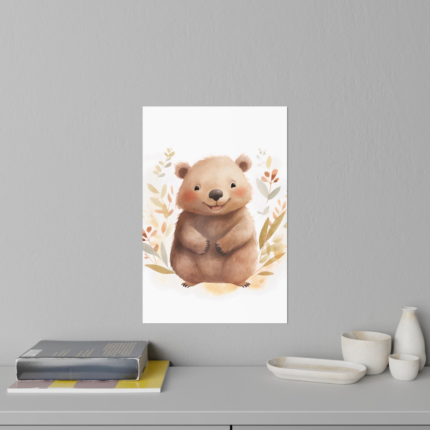 Cute Wombat Nursery Wall Decal 12" x 18" | Australian Wildlife Decor