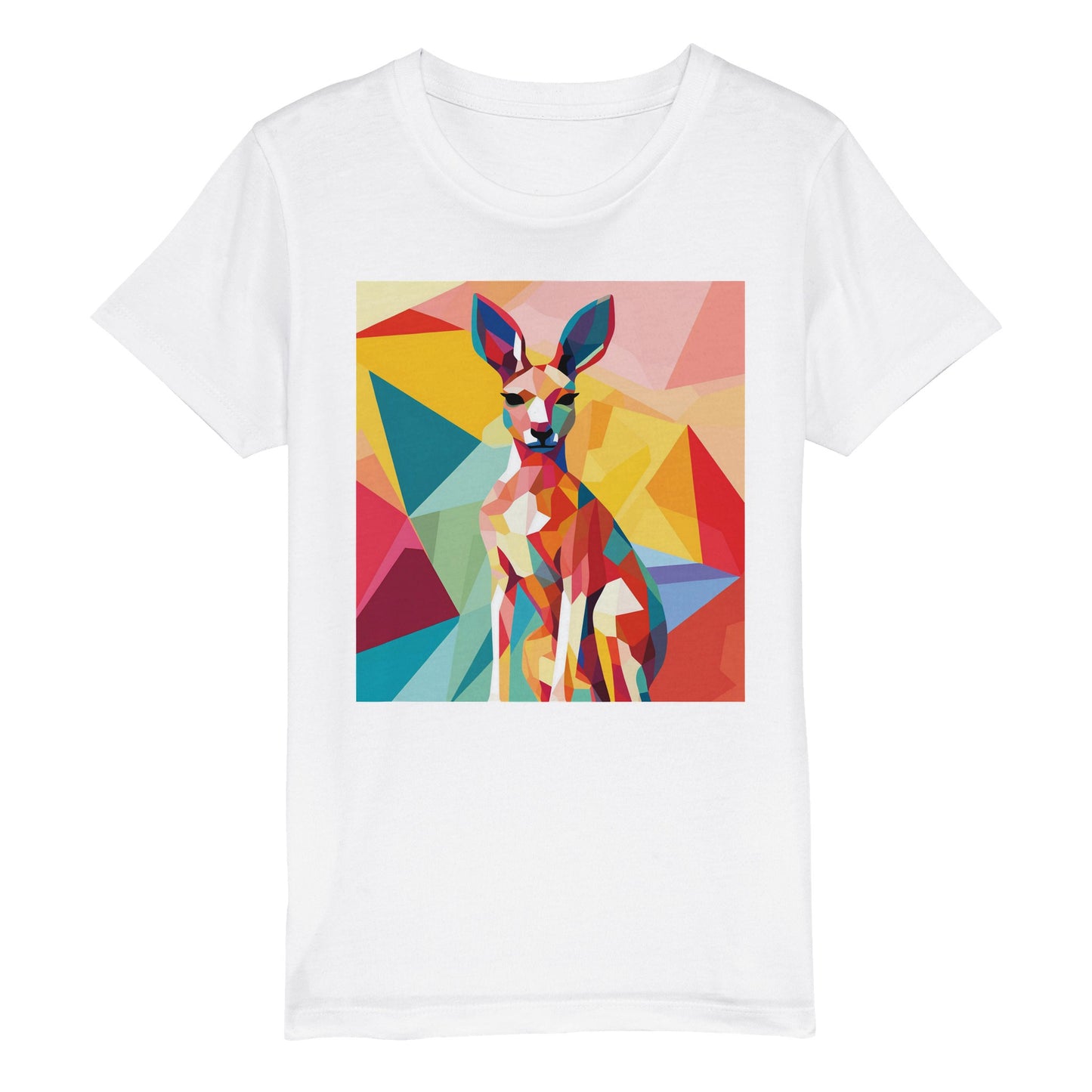 Organic Kids Crewneck T-shirt Kangaroo Pop | Cute Kangaroo Design for Youth