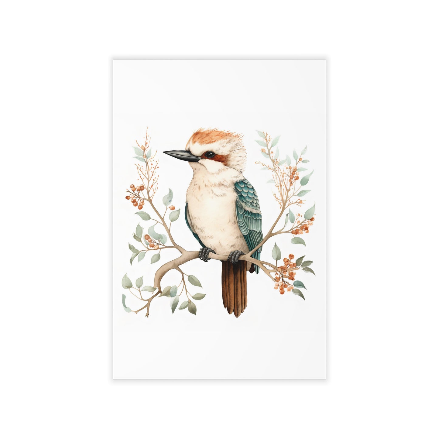 Cute Kookaburra Wall Decal 12" x 18" | Australian Wildlife Nursery Decor