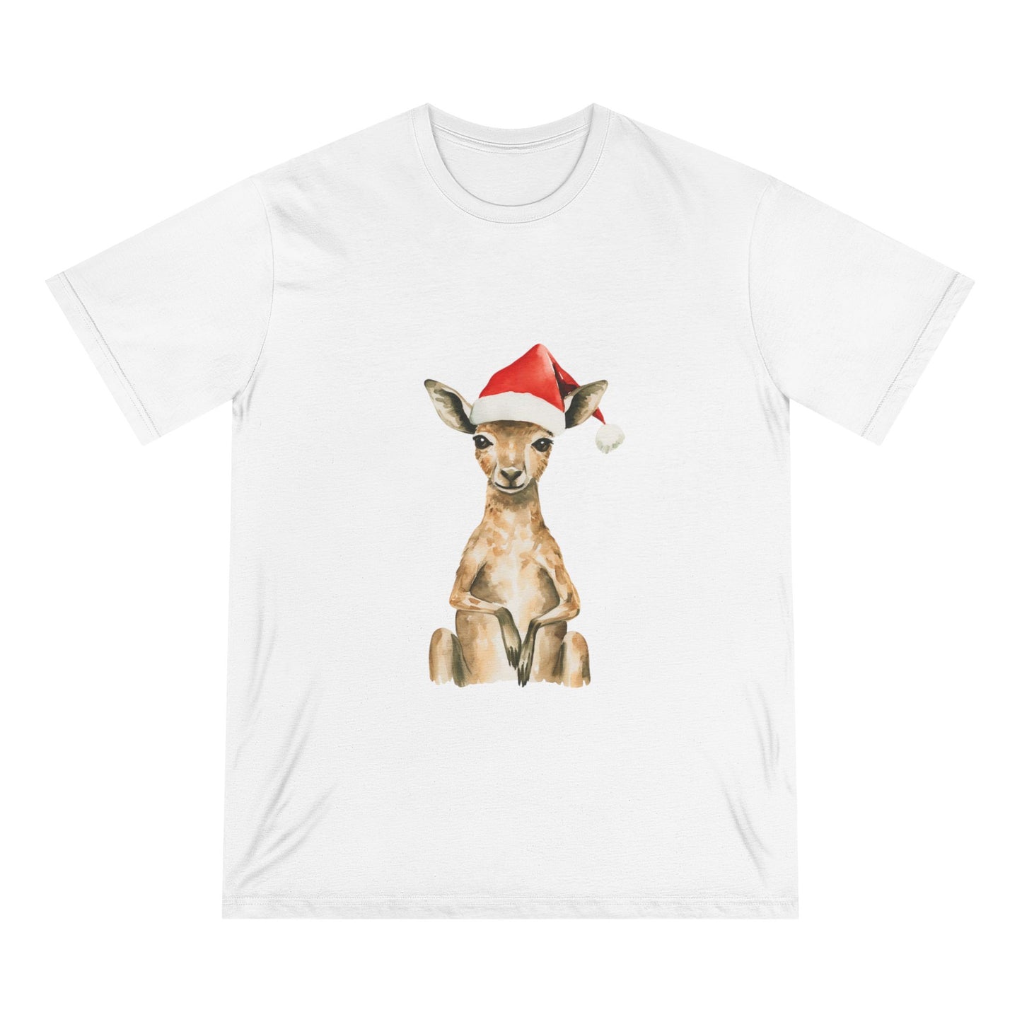 Cute Kangaroo Santa Christmas Organic Staple T-shirt by K is for Koala - Australia Only