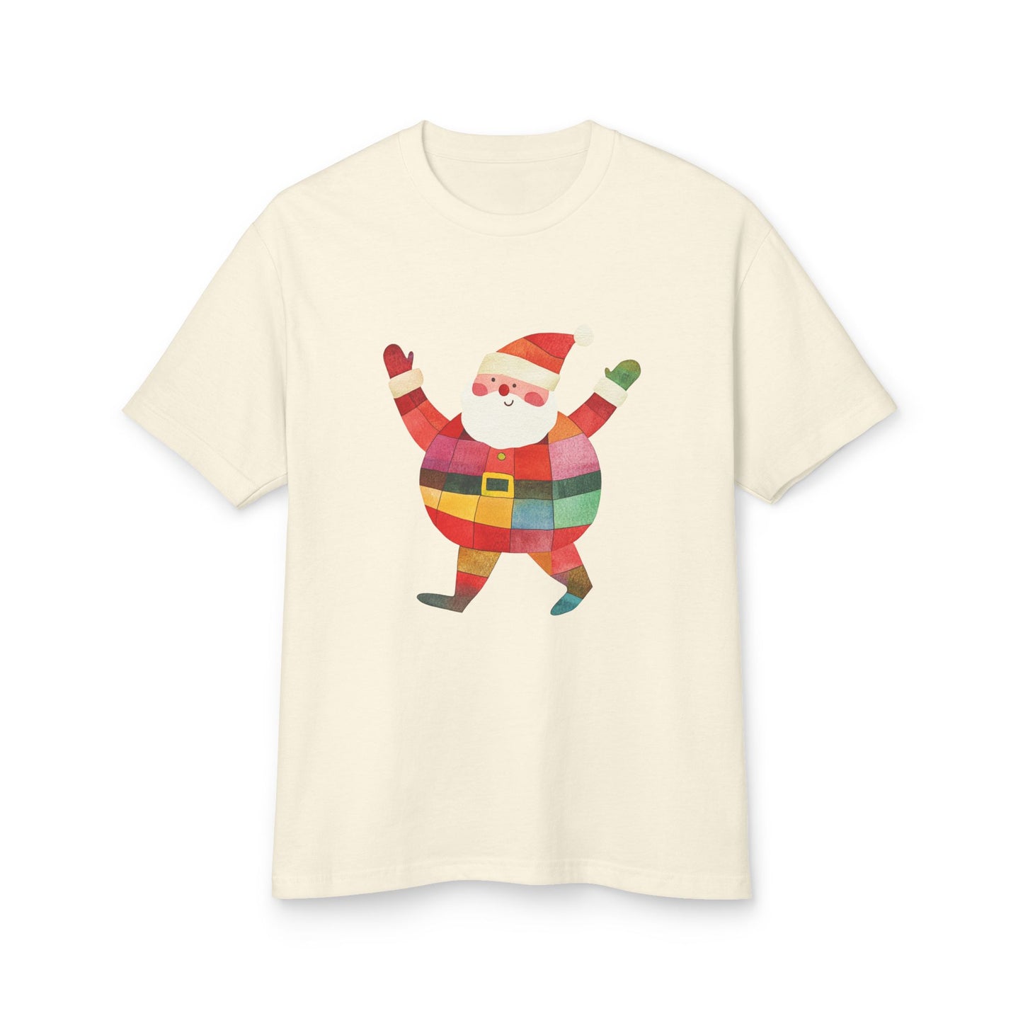 Cute Colorful Santa Unisex Heavyweight Cotton Tee | Unique Holiday Shirt for Men & Women