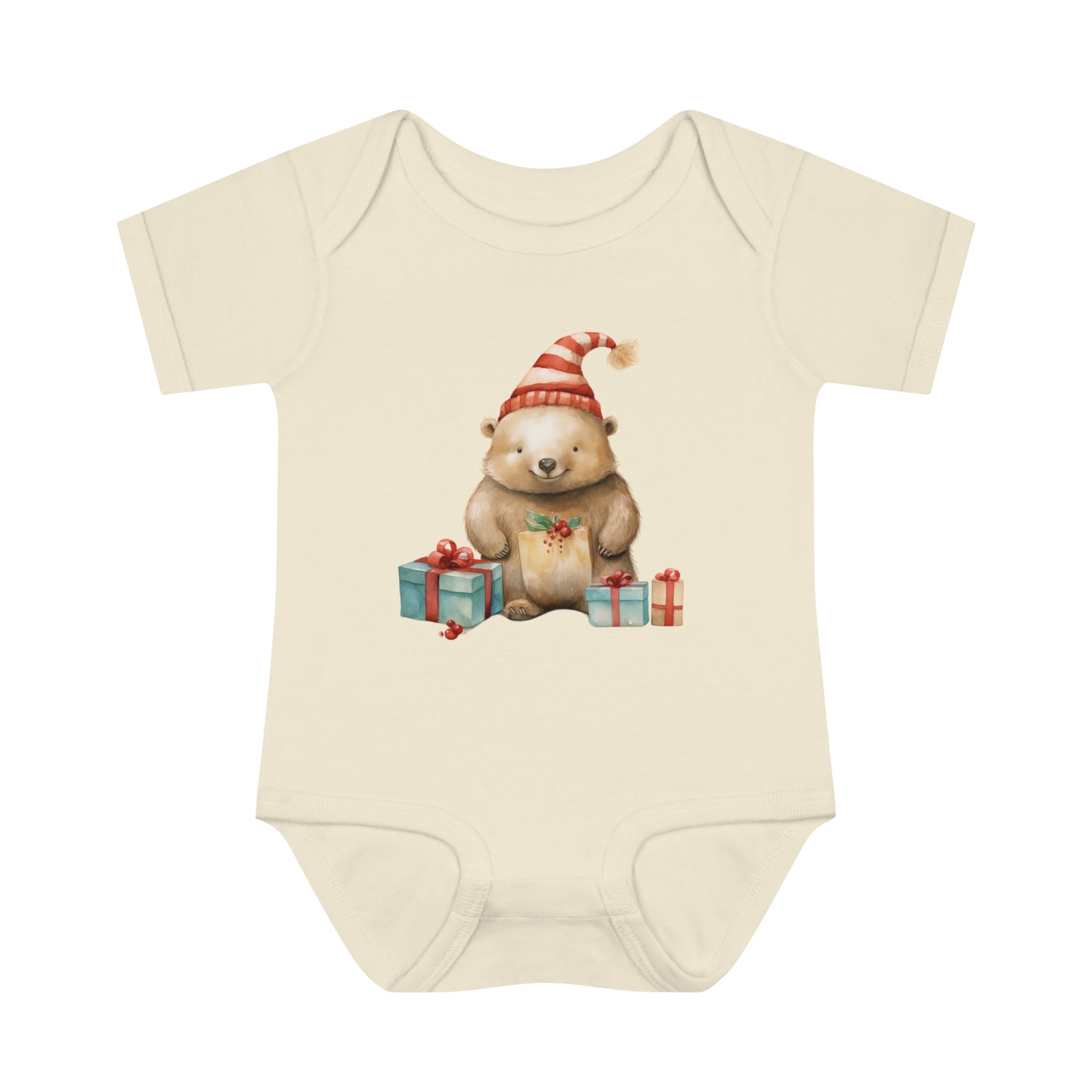 Cute Wombat Christmas Infant Baby Rib Bodysuit