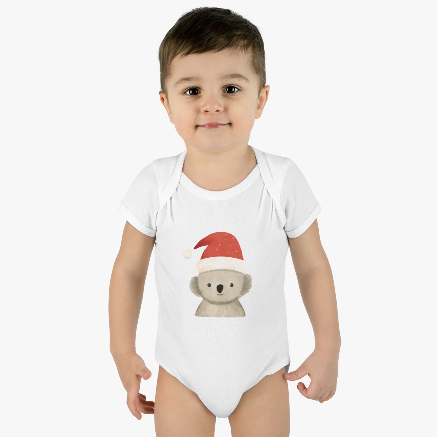 Cute Koala Santa Infant Baby Rib Bodysuit