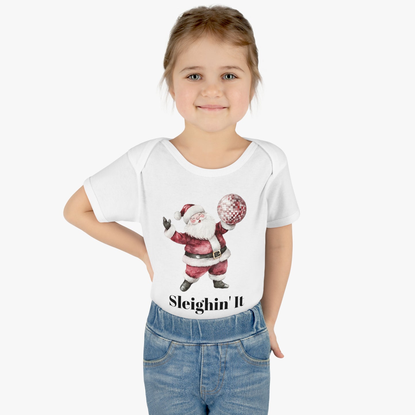 Sleighin' It Disco Santa Infant Baby Rib Bodysuit