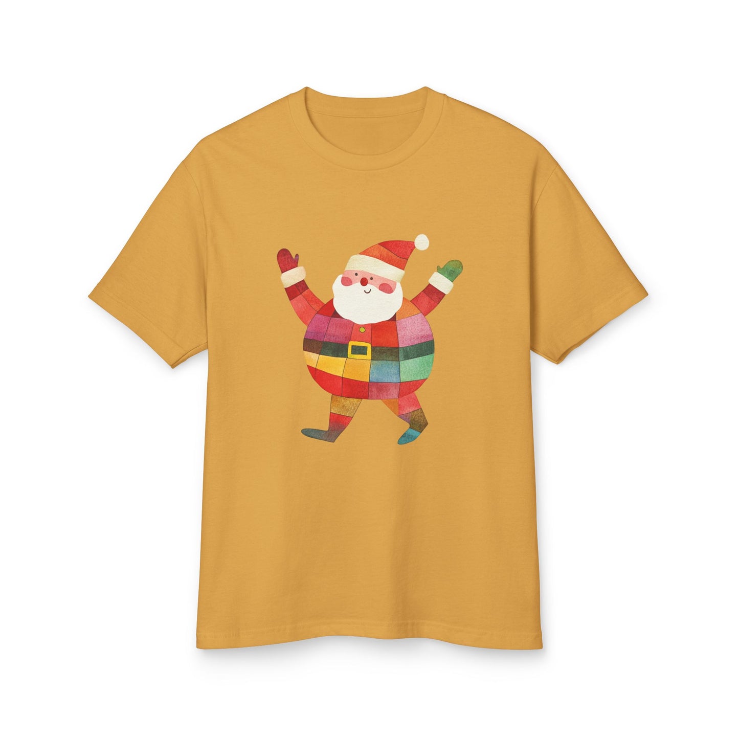 Cute Colorful Santa Unisex Heavyweight Cotton Tee | Unique Holiday Shirt for Men & Women