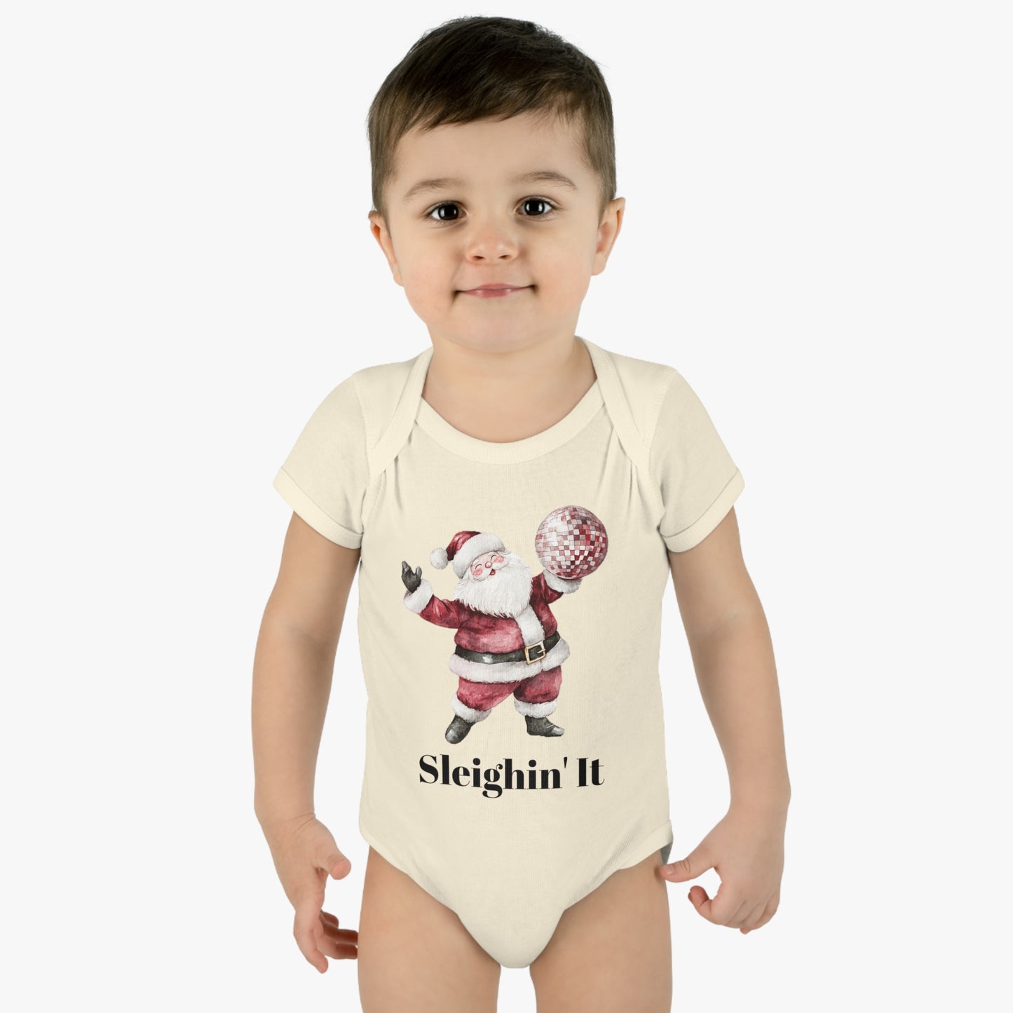 Sleighin' It Disco Santa Infant Baby Rib Bodysuit