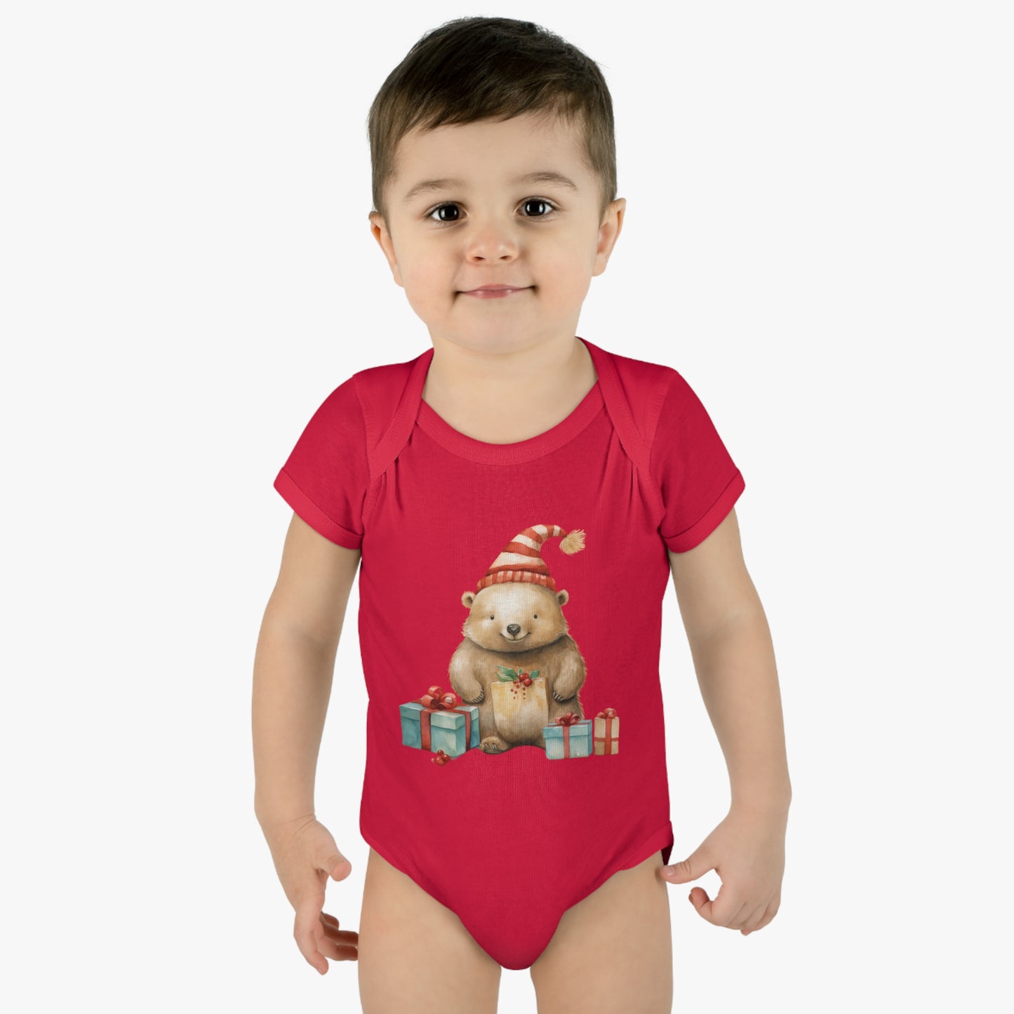 Cute Wombat Christmas Infant Baby Rib Bodysuit