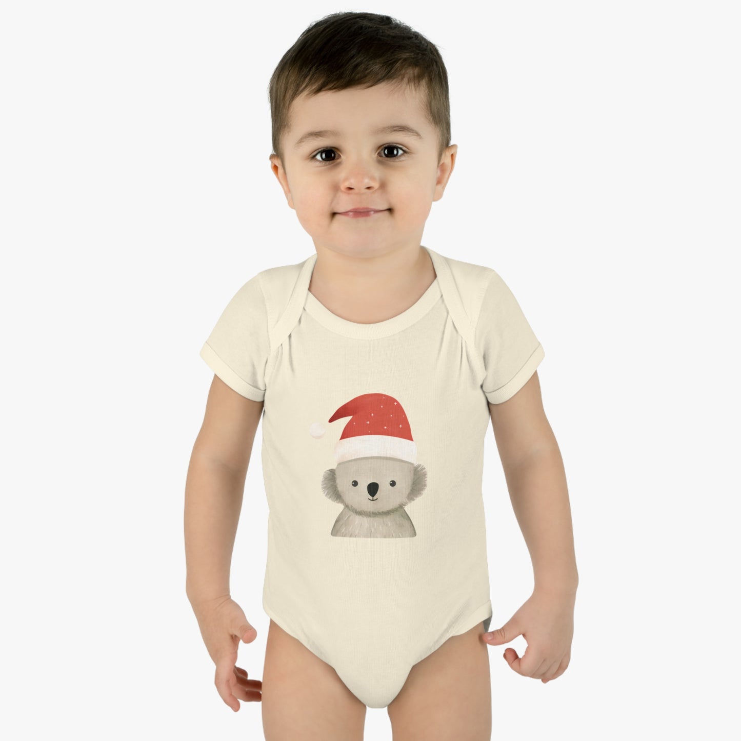 Cute Koala Santa Infant Baby Rib Bodysuit