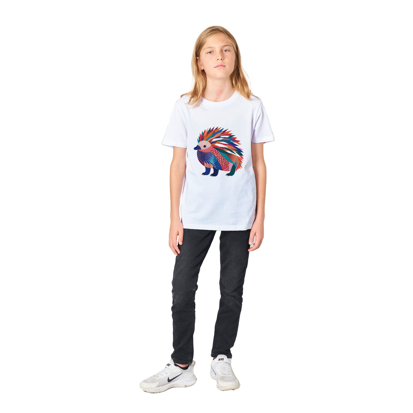 Organic Kids Crewneck T-shirt Echidna Pop | Unique Australian Wildlife Design